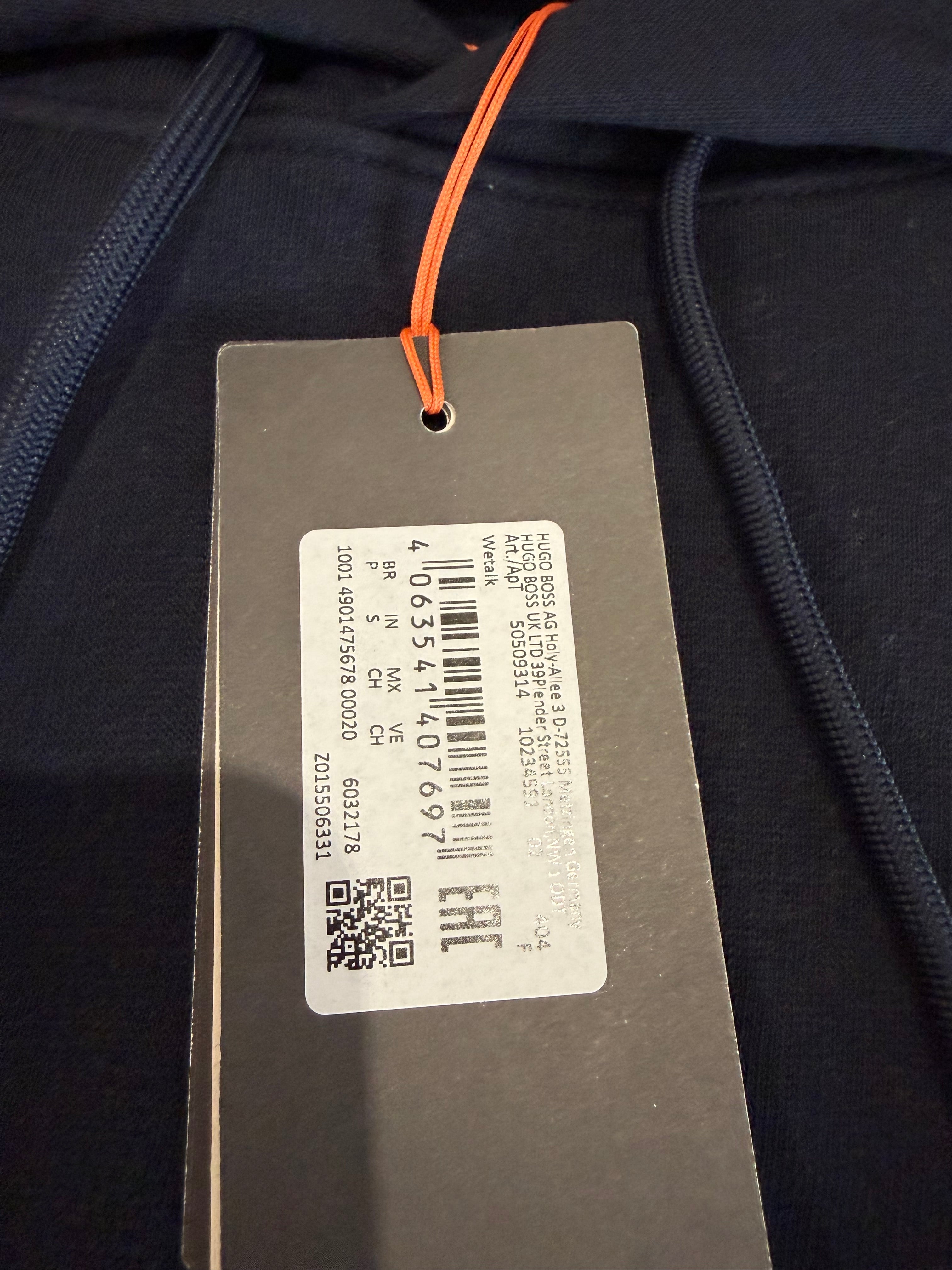 Sweat à Capuche BOSS Homme Wetalk Bleu Marine – Logo Patch – Taille S – Neuf