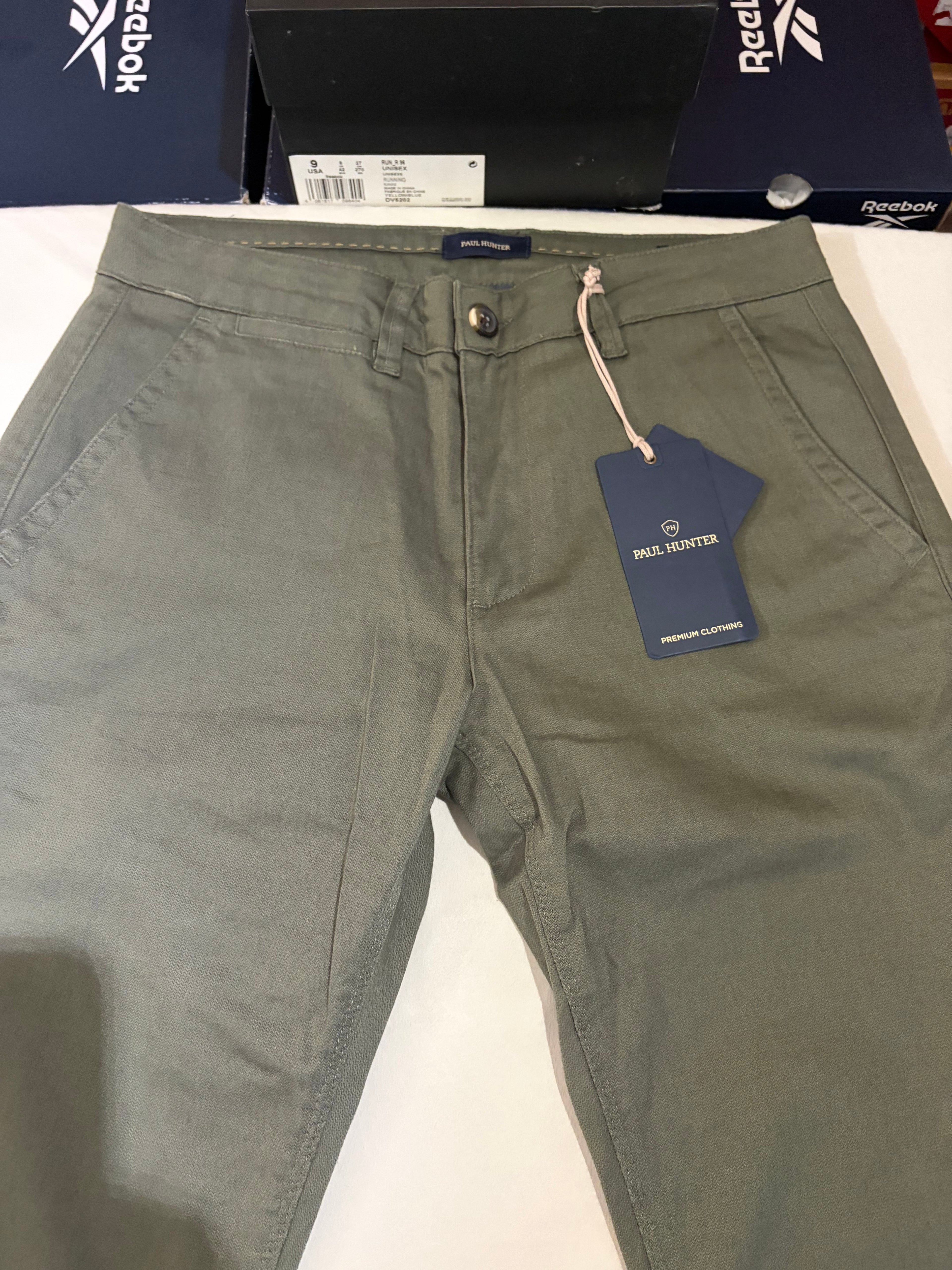 Pantalon Chino Paul Hunter Samuel Structure Slim Fit Olive Homme Neuf W33 L36