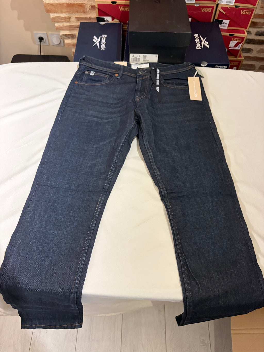 Jean Tom Tailor Denim Aedan Straight Homme Bleu Brut Foncé – Neuf avec étiquettes – Taille 32/34