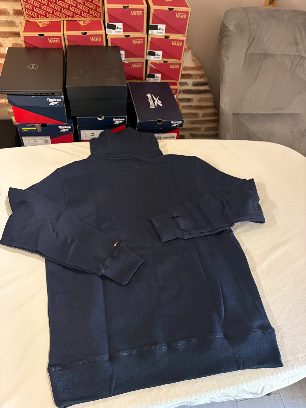 Sweat à capuche Tommy Hilfiger Logo Hoody MW0MW10752 Bleu Marine Homme Taille L