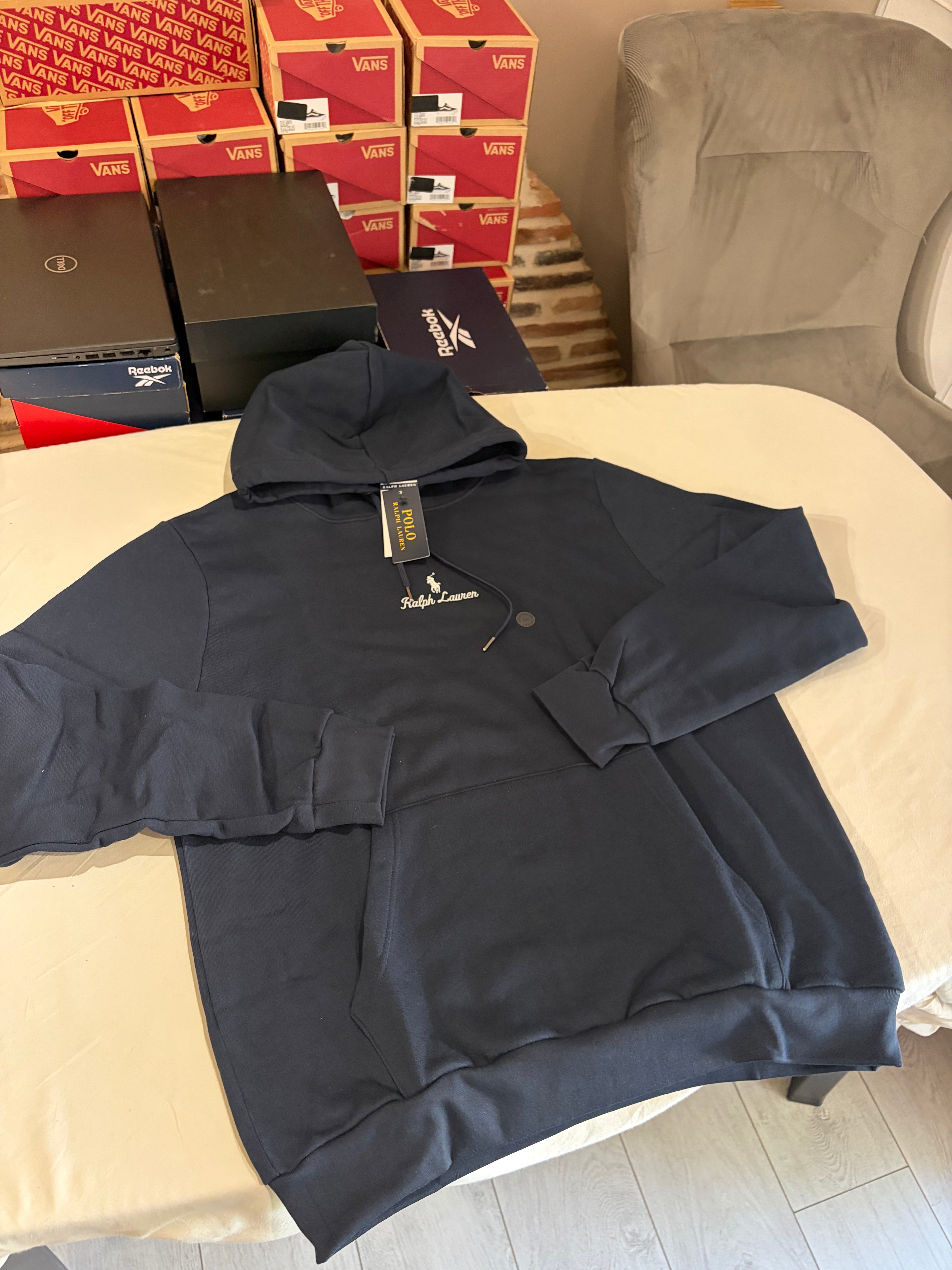 Polo Ralph Lauren Sweat à Capuche Homme Bleu Marine Logo Brodé Signature Taille XXL