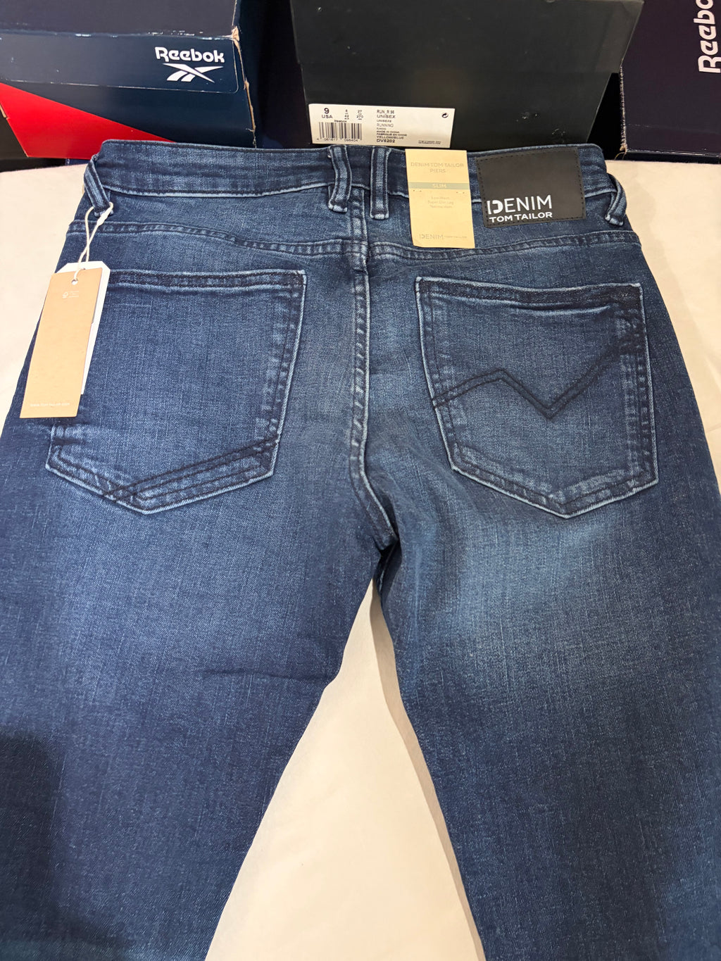 Tom Tailor Denim PIERS Jean Homme Slim Bleu Denim 30/32 Neuf avec Étiquettes