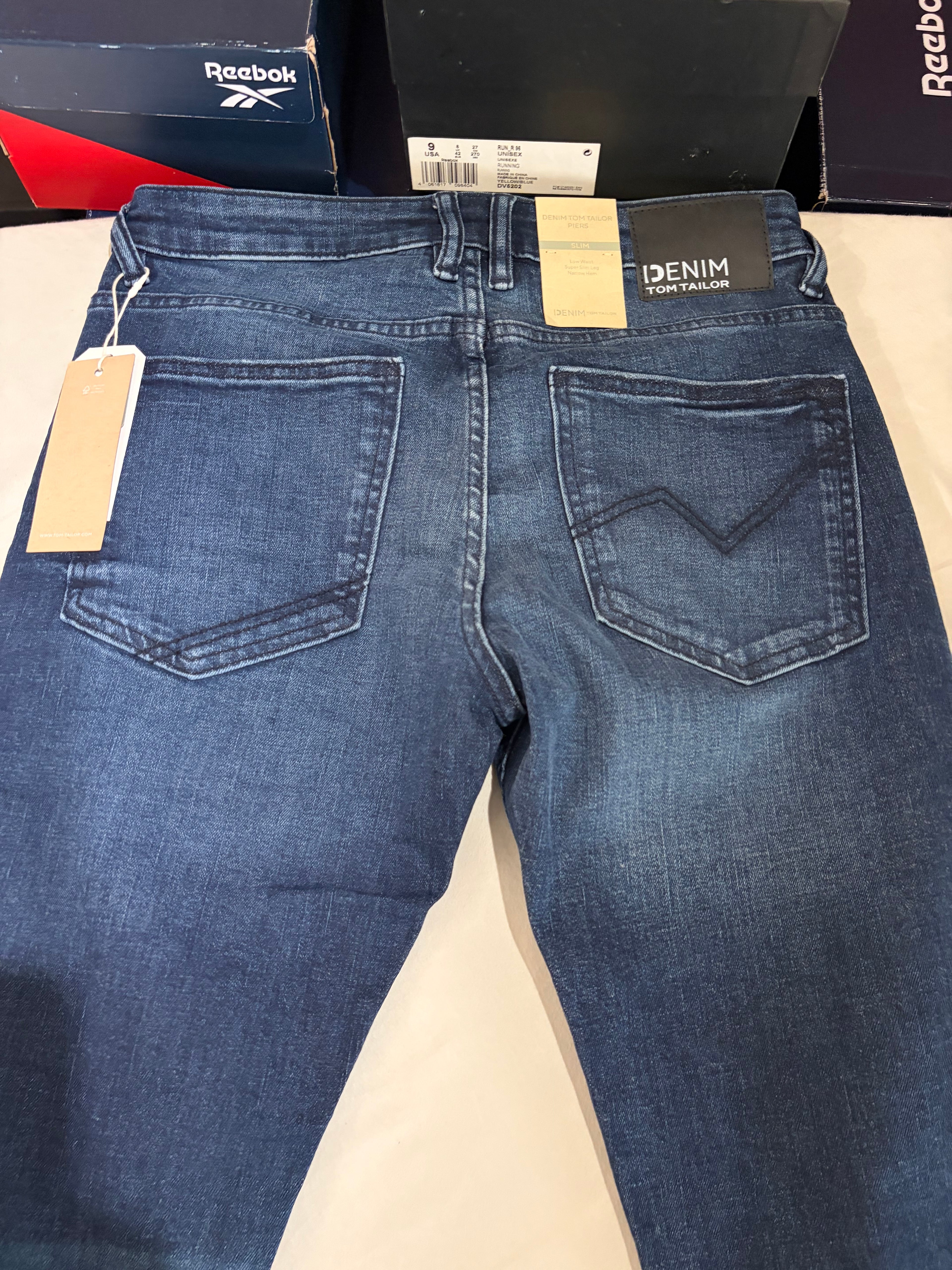 Tom Tailor Denim PIERS Jean Homme Slim Bleu Denim 30/32 Neuf avec Étiquettes
