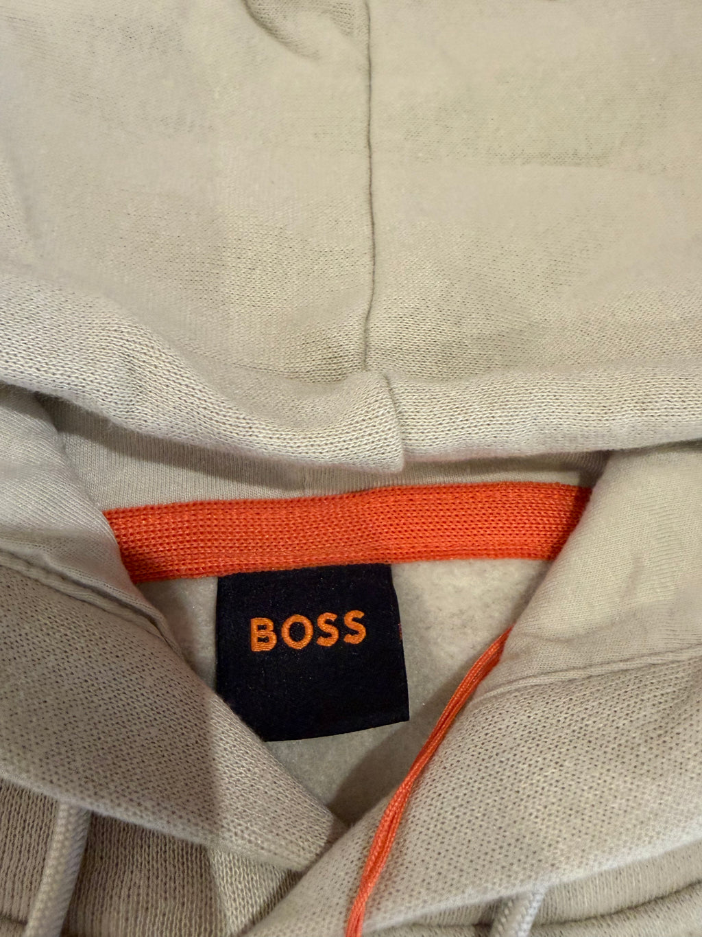 BOSS – Sweat à Capuche Homme Beige Clair Logo Patch – Taille XXL