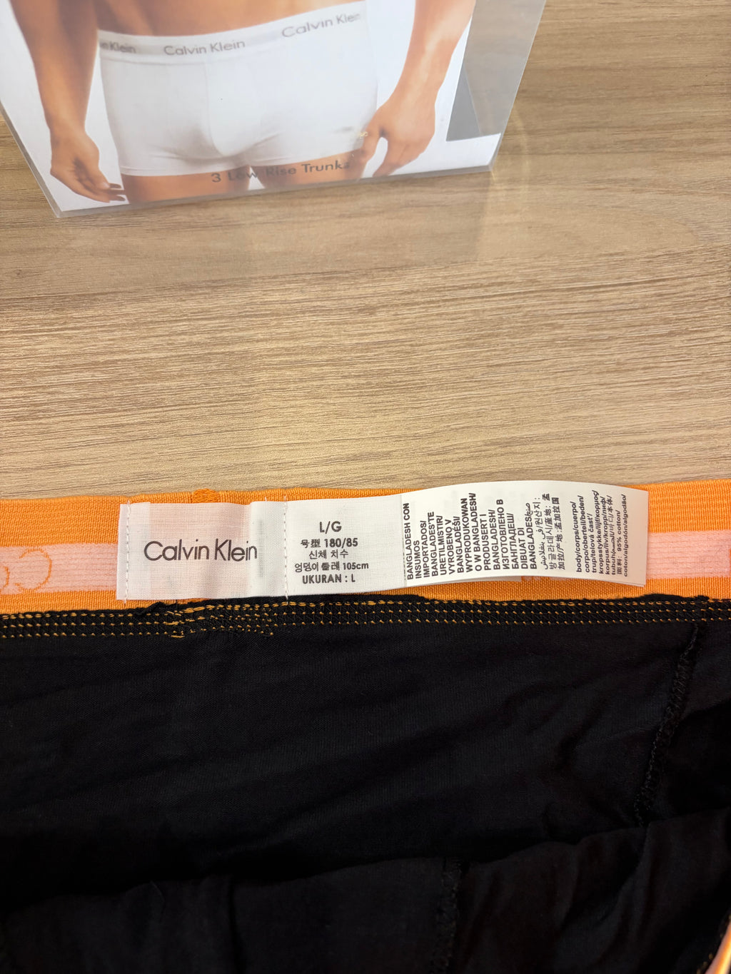 Calvin Klein Cotton Stretch 3 Pack Boxer Homme Noir Orange Bleu Taille L Neuf