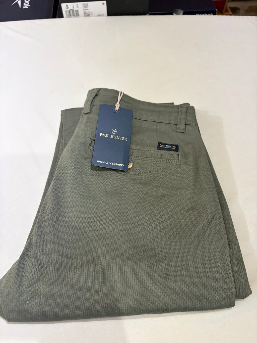 Pantalon Chino Paul Hunter Samuel Structure Slim Fit Olive Homme Neuf W33 L36