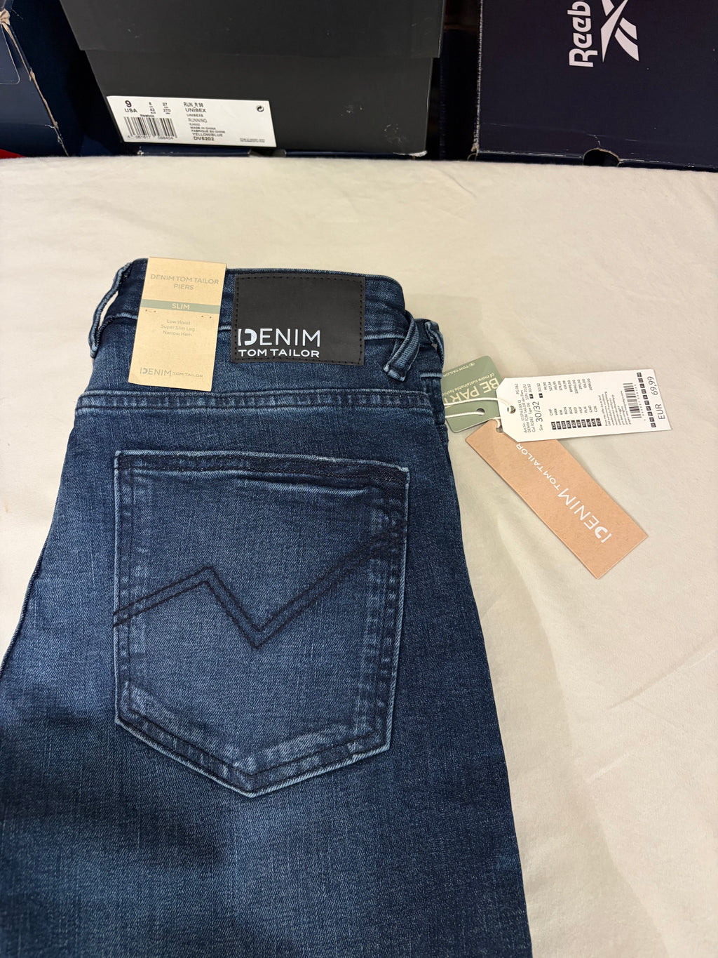Tom Tailor Denim PIERS Jean Homme Slim Bleu Denim 30/32 Neuf avec Étiquettes