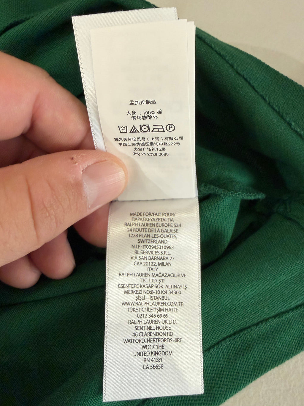 Polo Ralph Lauren – Polo Homme Vert Custom Slim Fit Logo Violet – Taille XL
