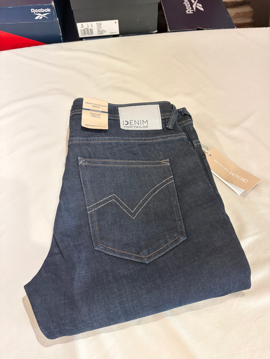 Tom Tailor Denim AEDAN Jean Homme Straight Dark Denim 33/32 Neuf avec Étiquettes