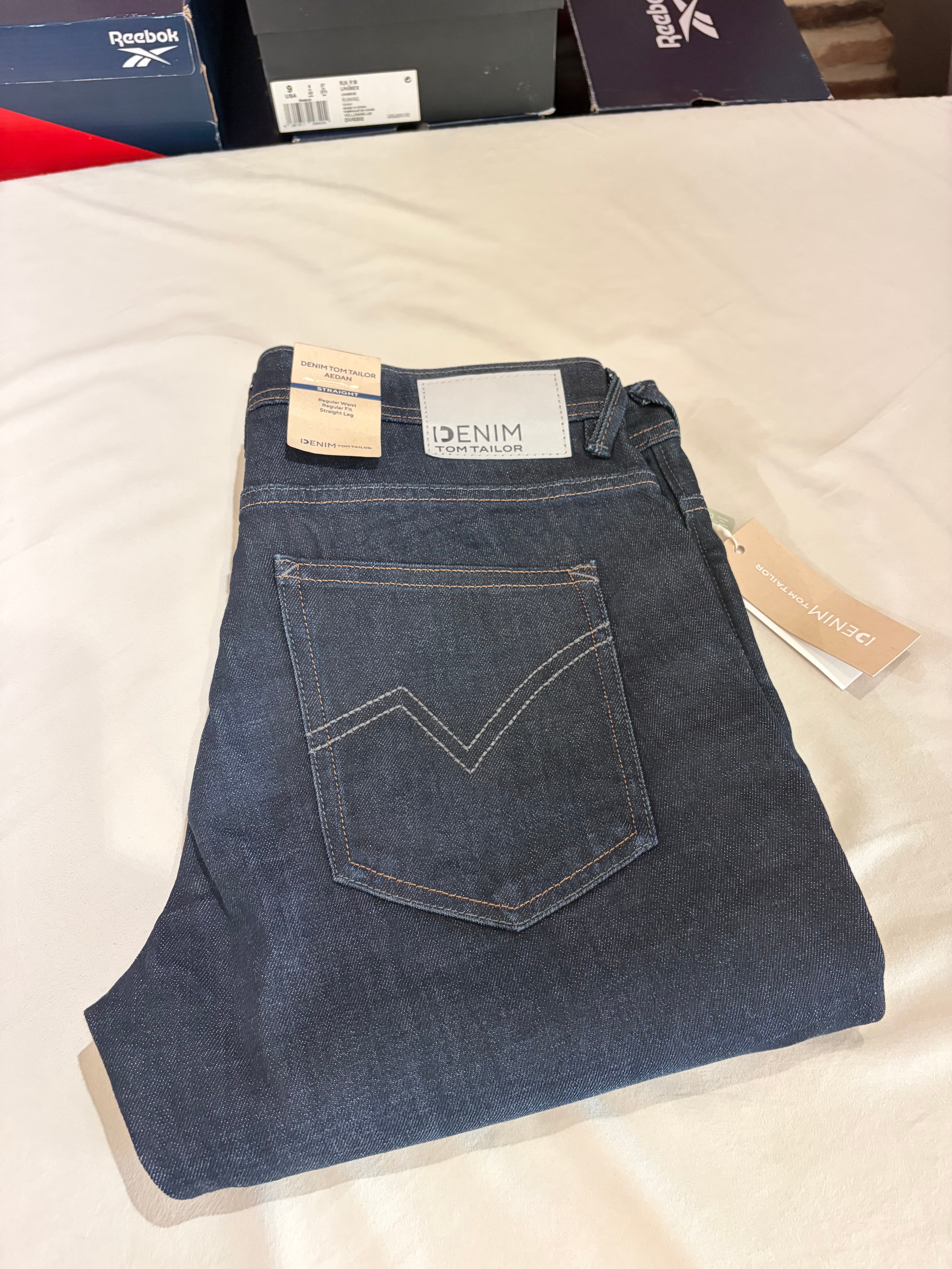 Tom Tailor Denim AEDAN Jean Homme Straight Dark Denim 33/32 Neuf avec Étiquettes
