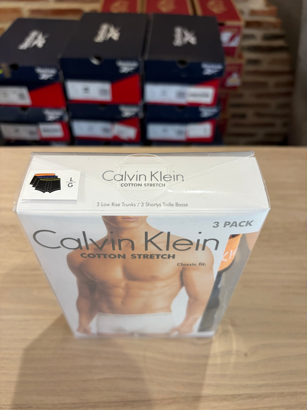 Calvin Klein Cotton Stretch 3 Pack Boxer Homme Noir Orange Bleu Taille L Neuf