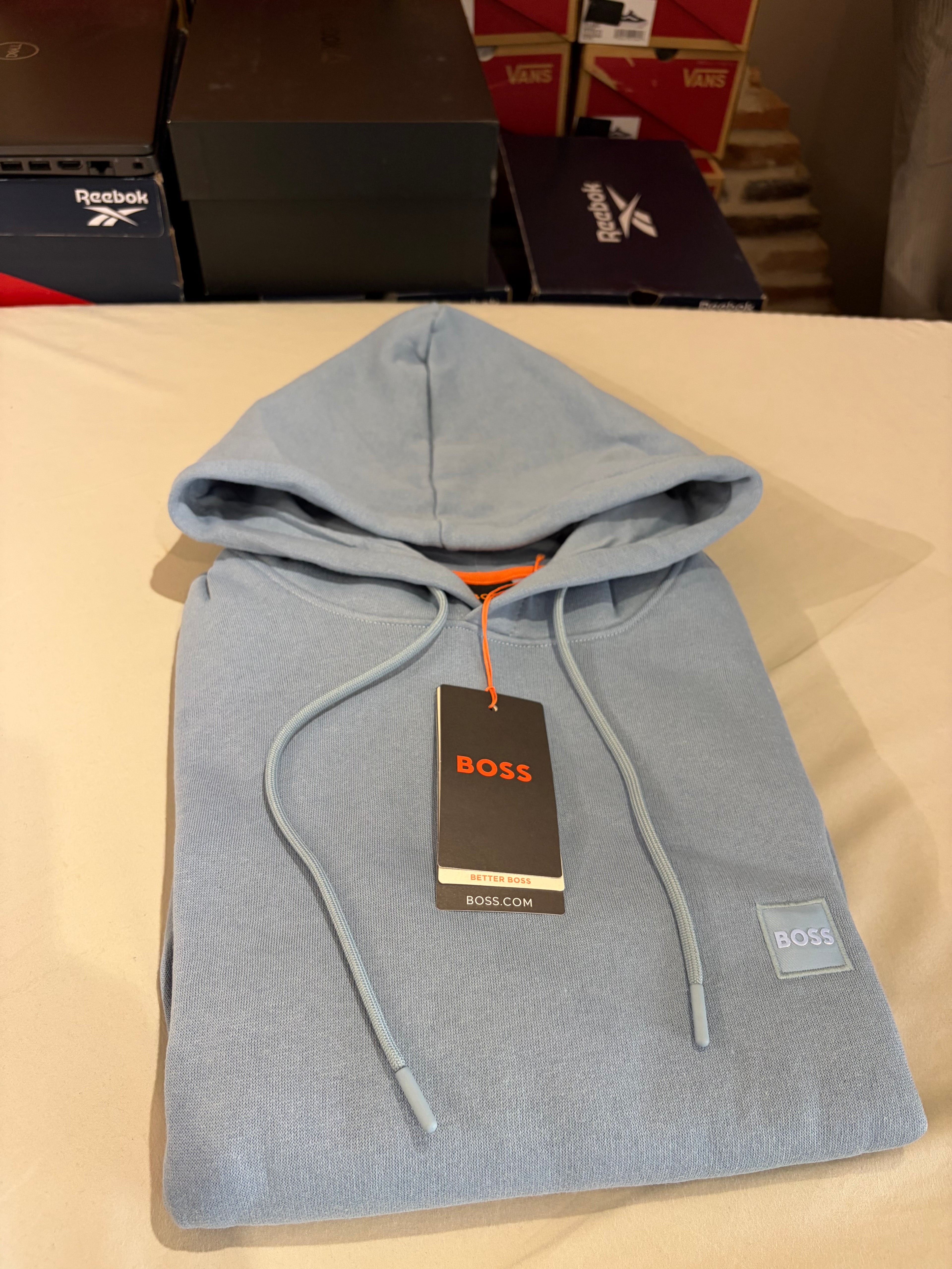 Sweat à capuche BOSS bleu ciel – Homme – Taille S – Neuf avec étiquette