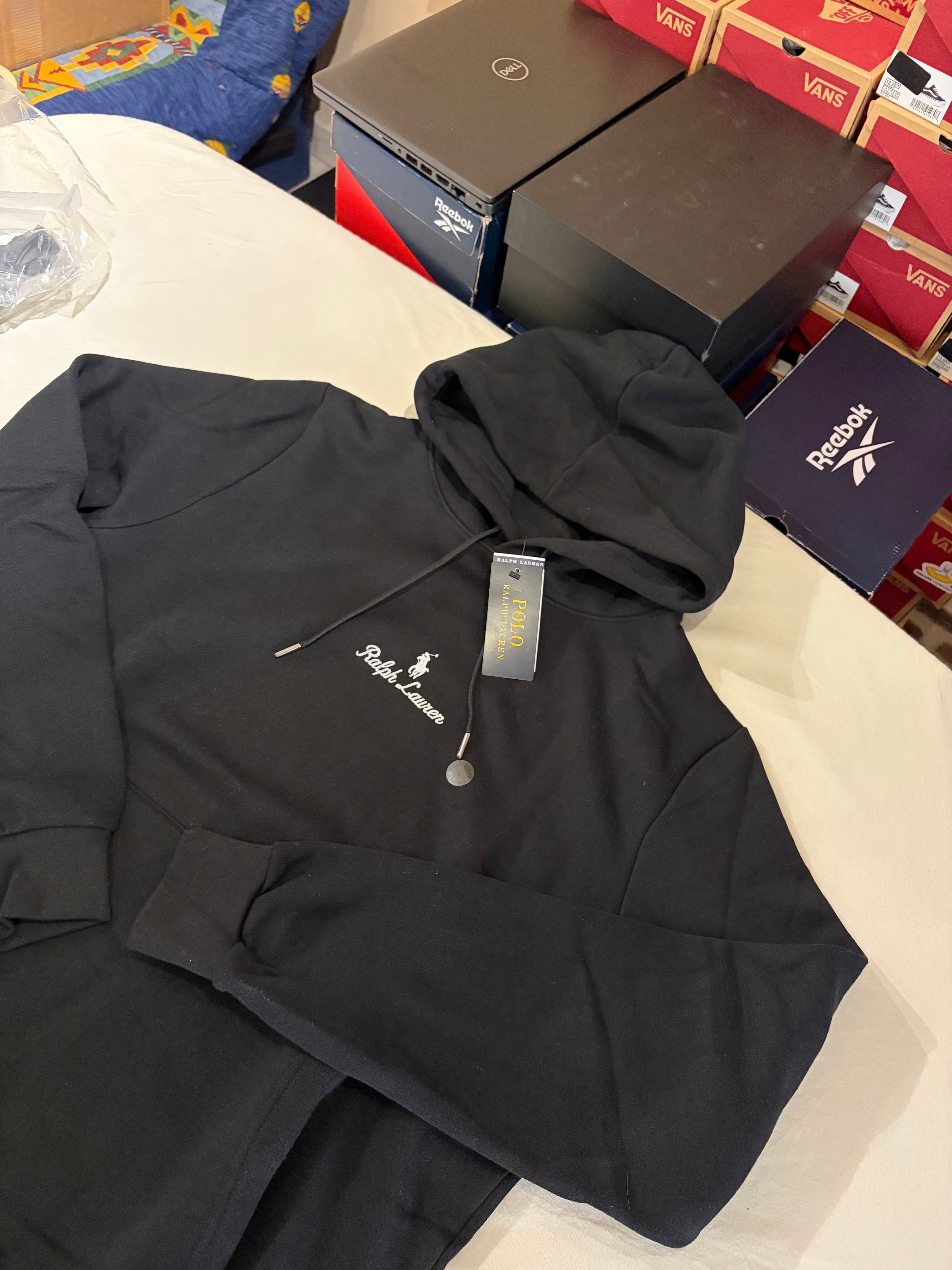 Polo Ralph Lauren Sweat à Capuche Homme Noir Logo Brodé Signature Taille L