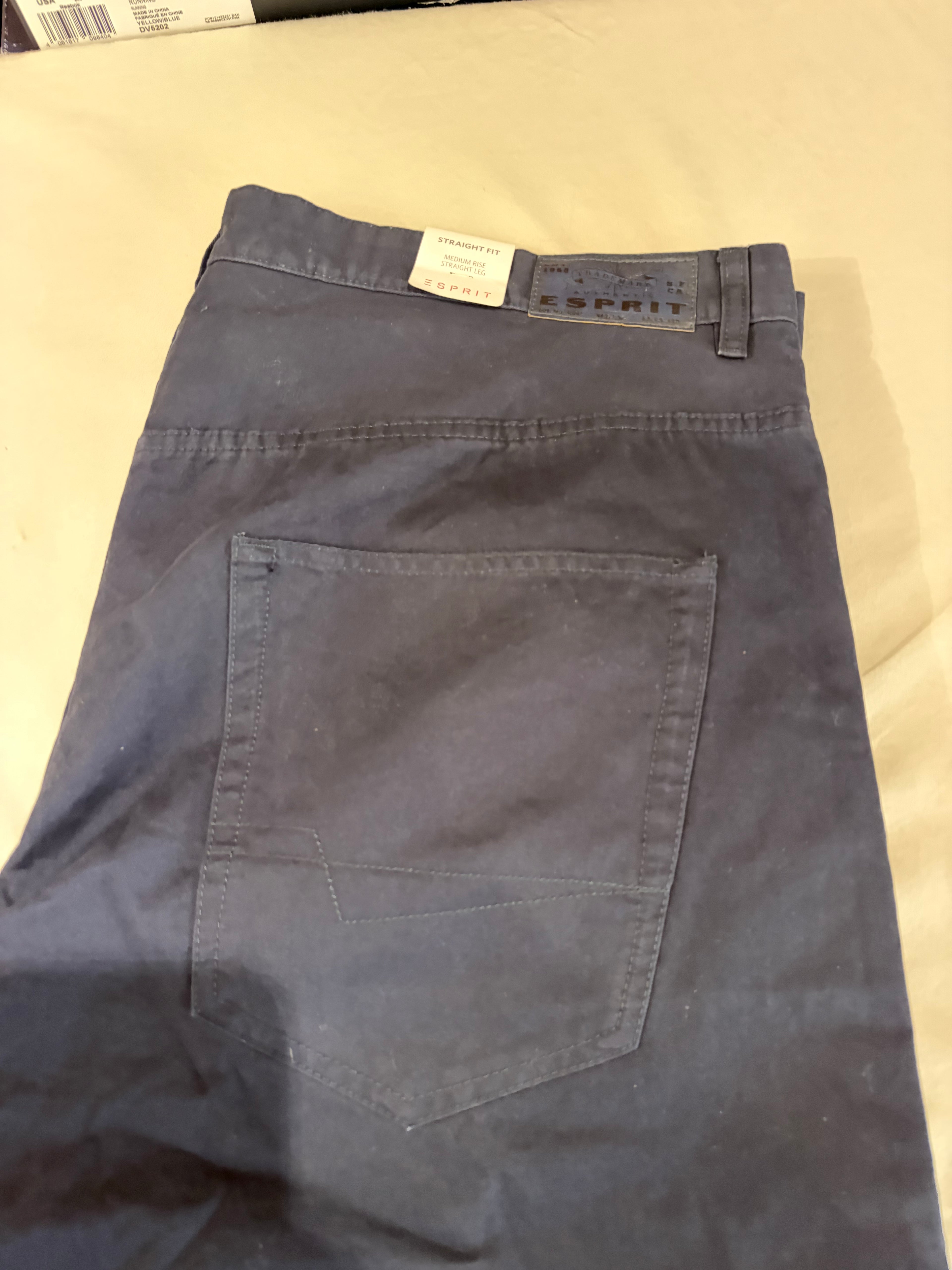 Pantalon Chino Esprit Straight Fit Homme Bleu Marine – Neuf avec étiquette – Taille 38/34