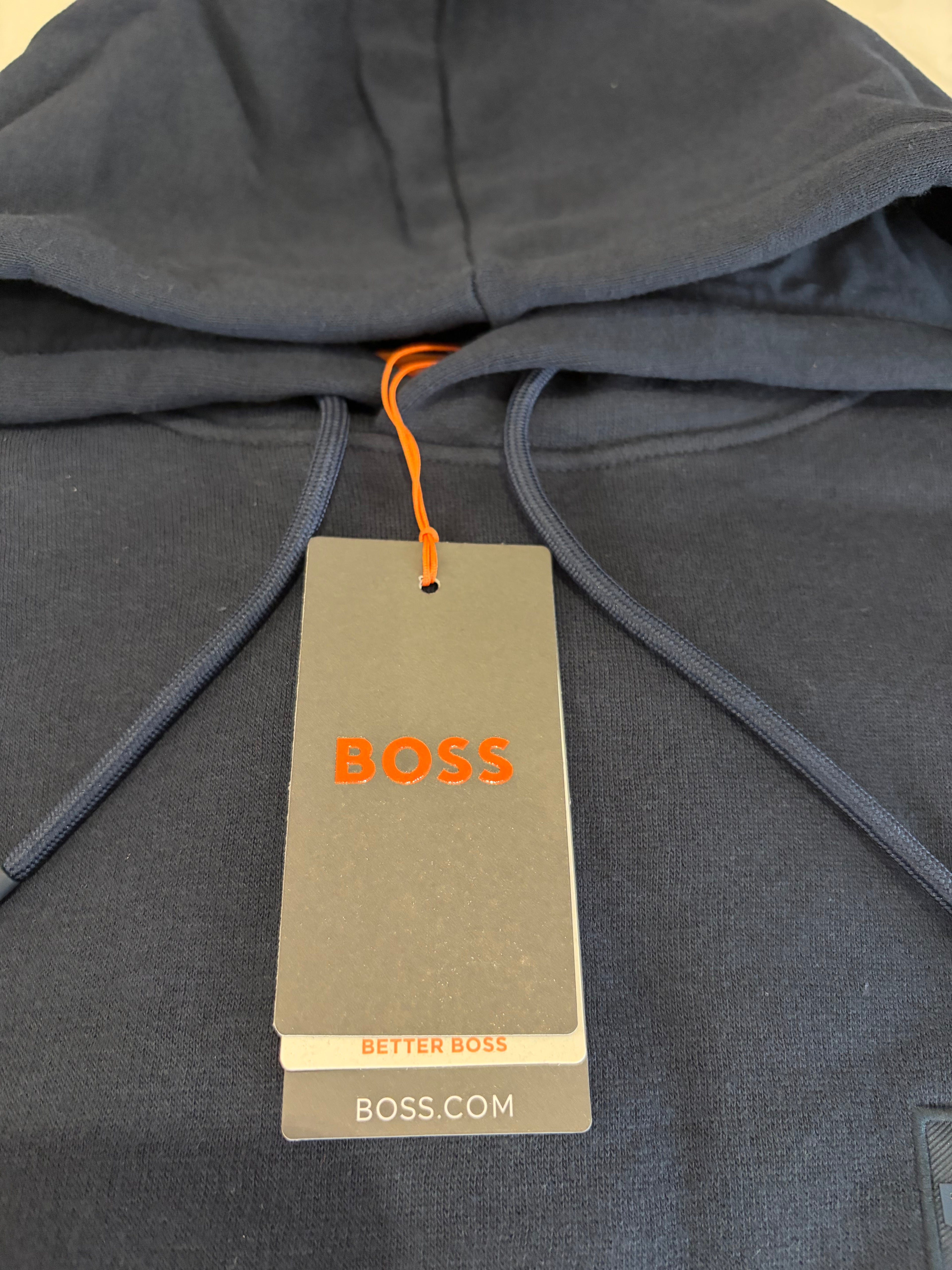 Sweat à capuche BOSS Homme Bleu Marine Taille XL - Logo Patch - Neuf
