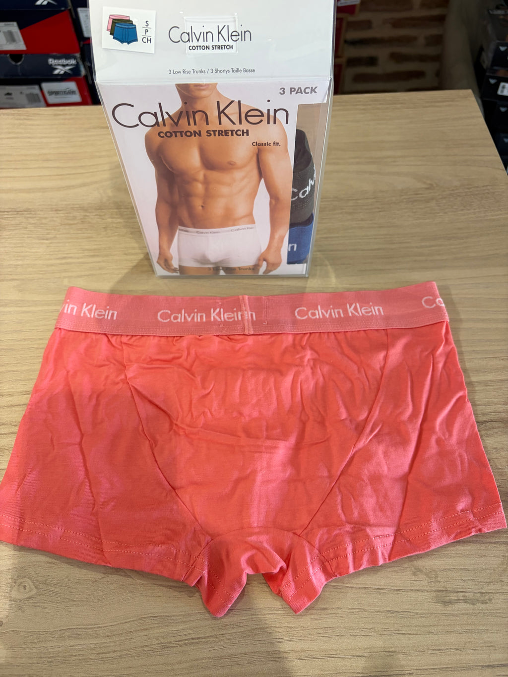 Calvin Klein Cotton Stretch 3 Pack Boxer Homme Rose Noir Bleu Taille S Neuf