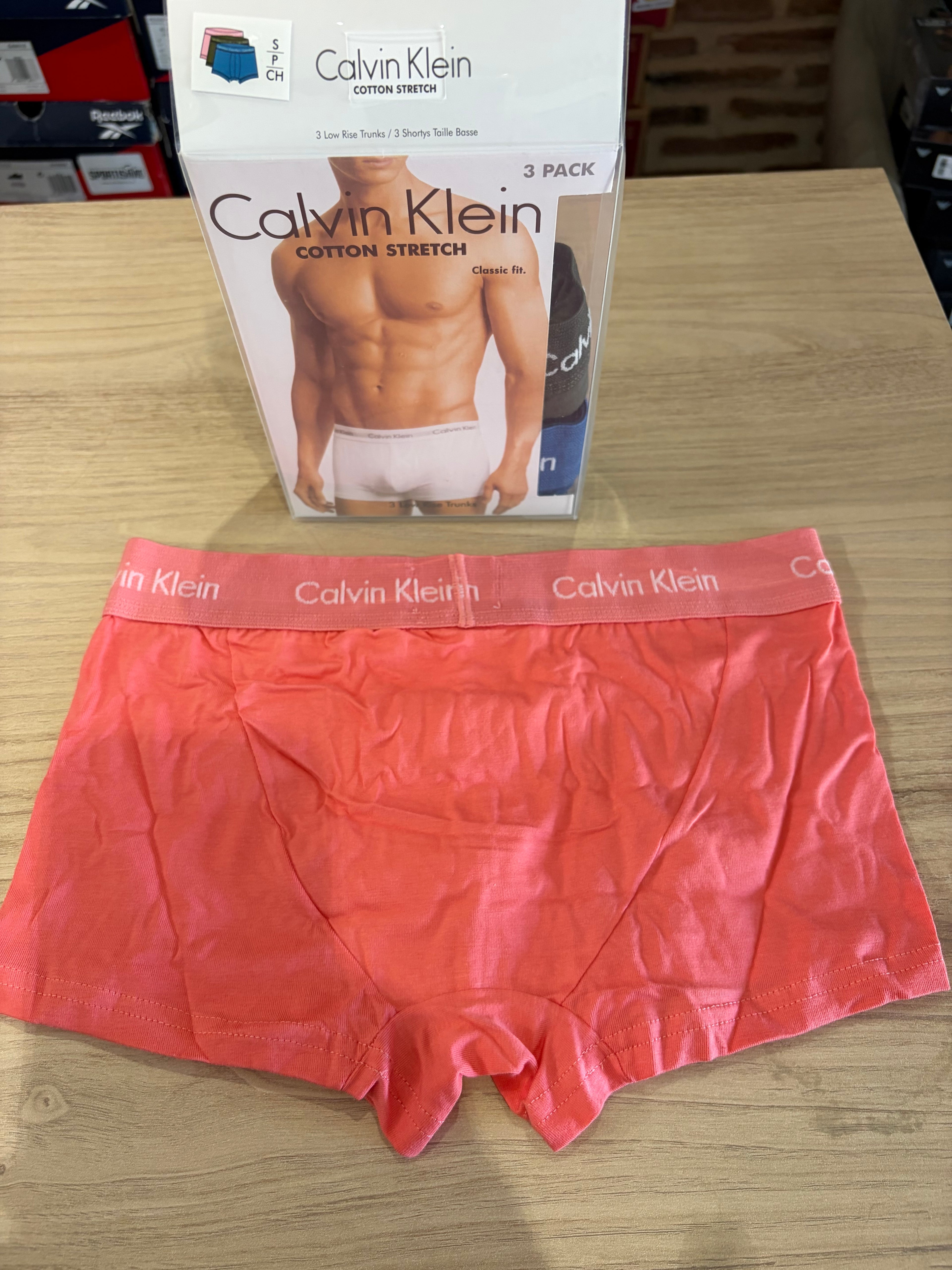 Calvin Klein Cotton Stretch 3 Pack Boxer Homme Rose Noir Bleu Taille S Neuf