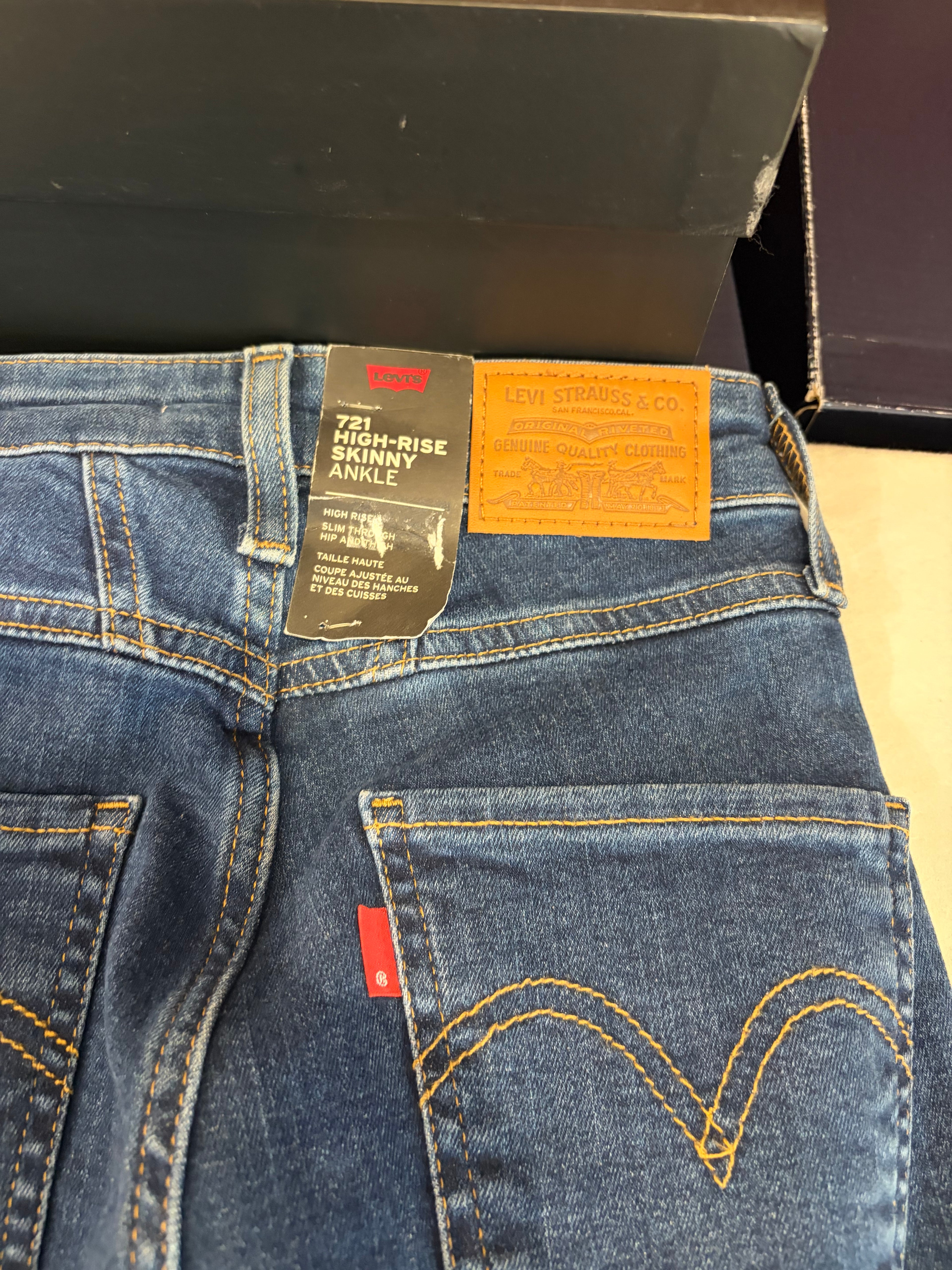 Levi's 721 High Rise Skinny Ankle Femme Neuf - Jean Bleu Denim Taille 24