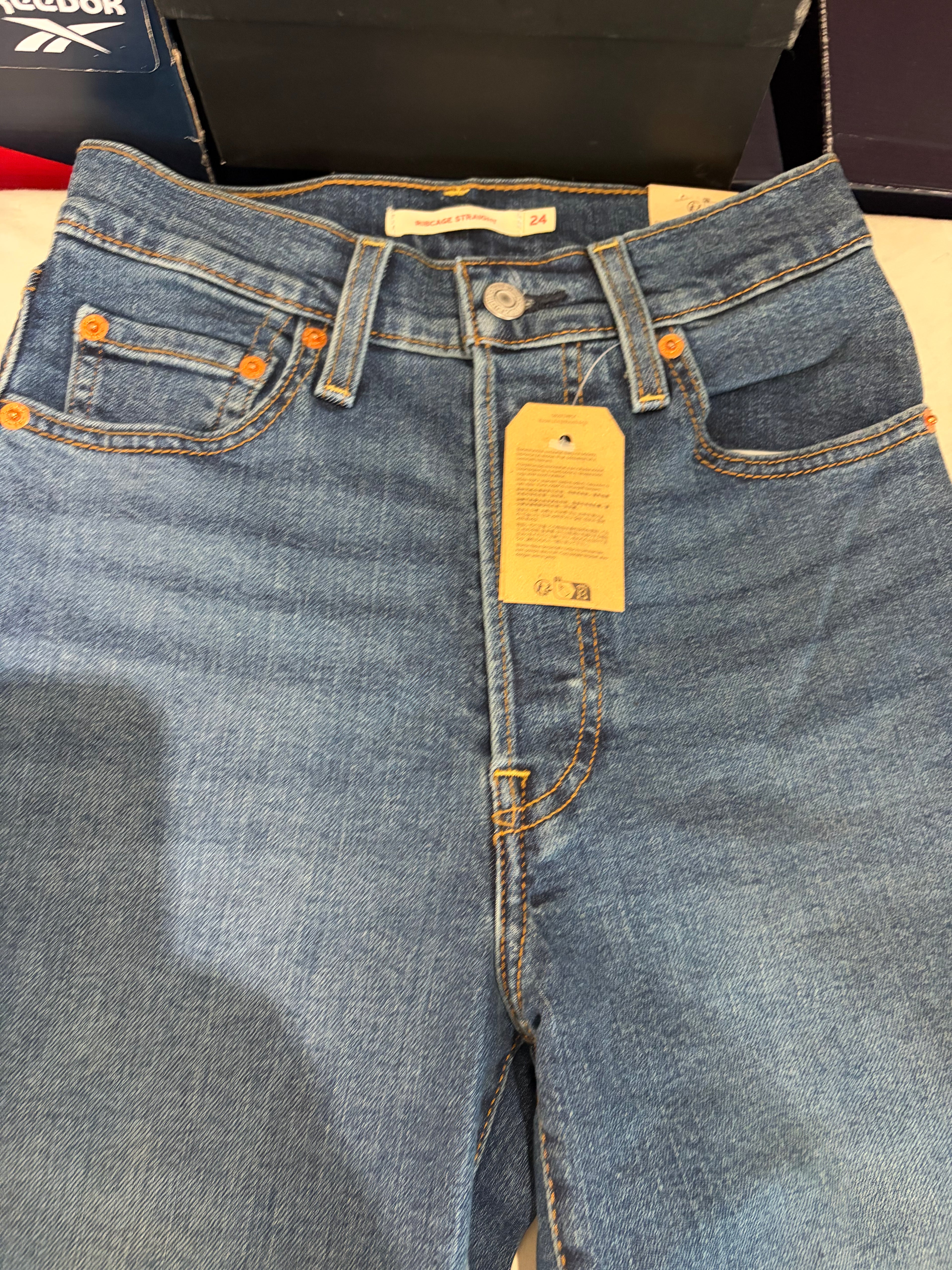 Levi's Ribcage Straight Full Length Femme Bleu Moyen 24x30 | Jean Taille Ultra Haute Neuf