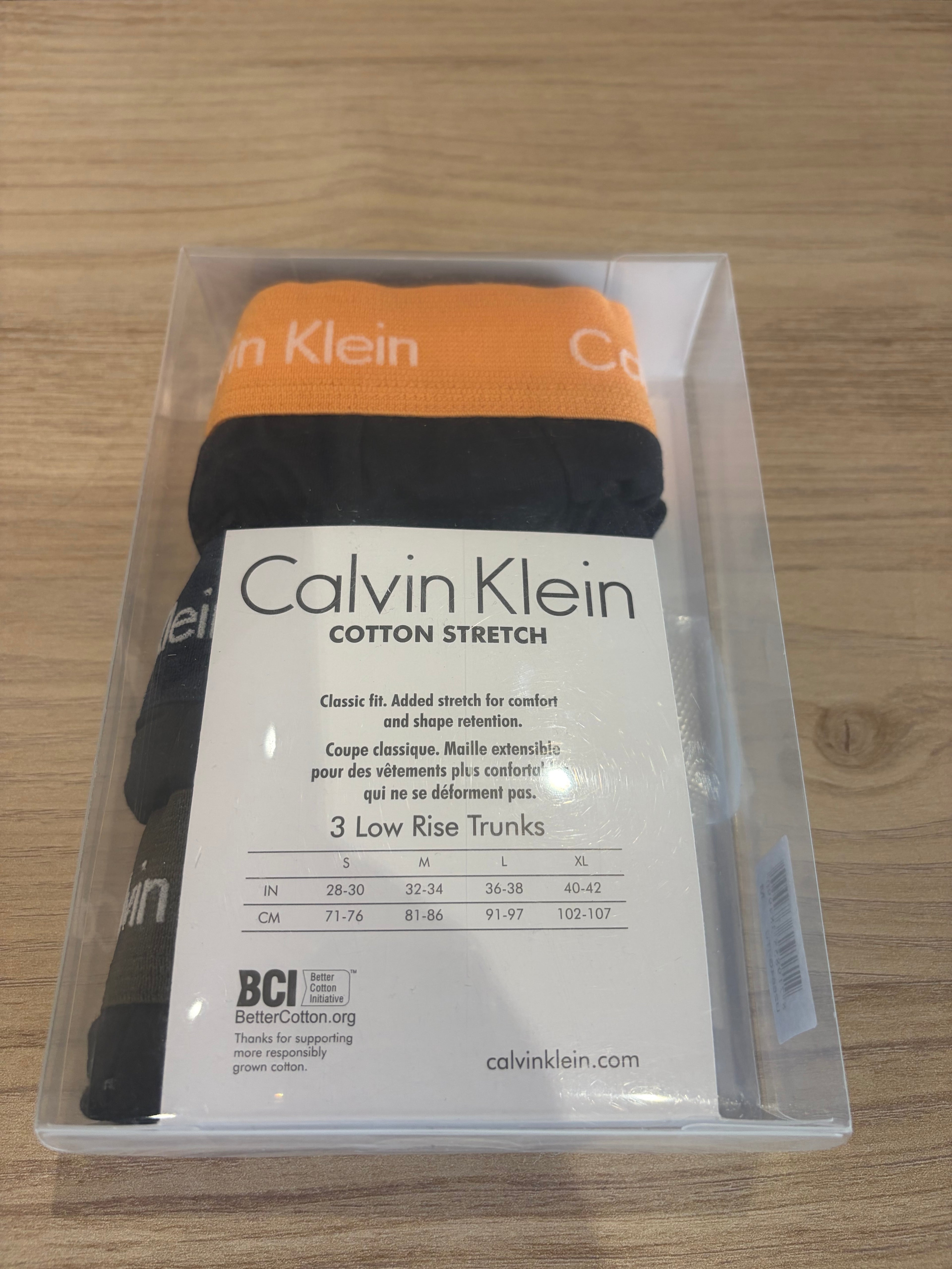 Calvin Klein – Lot de 3 Boxers Cotton Stretch Low Rise Trunks Homme – Taille M