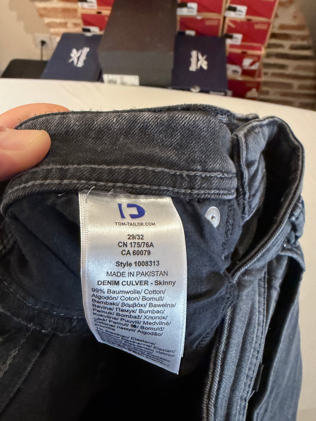 Jean Tom Tailor Denim Culver Skinny Homme Gris Délavé – Neuf avec étiquettes – Taille 29/32