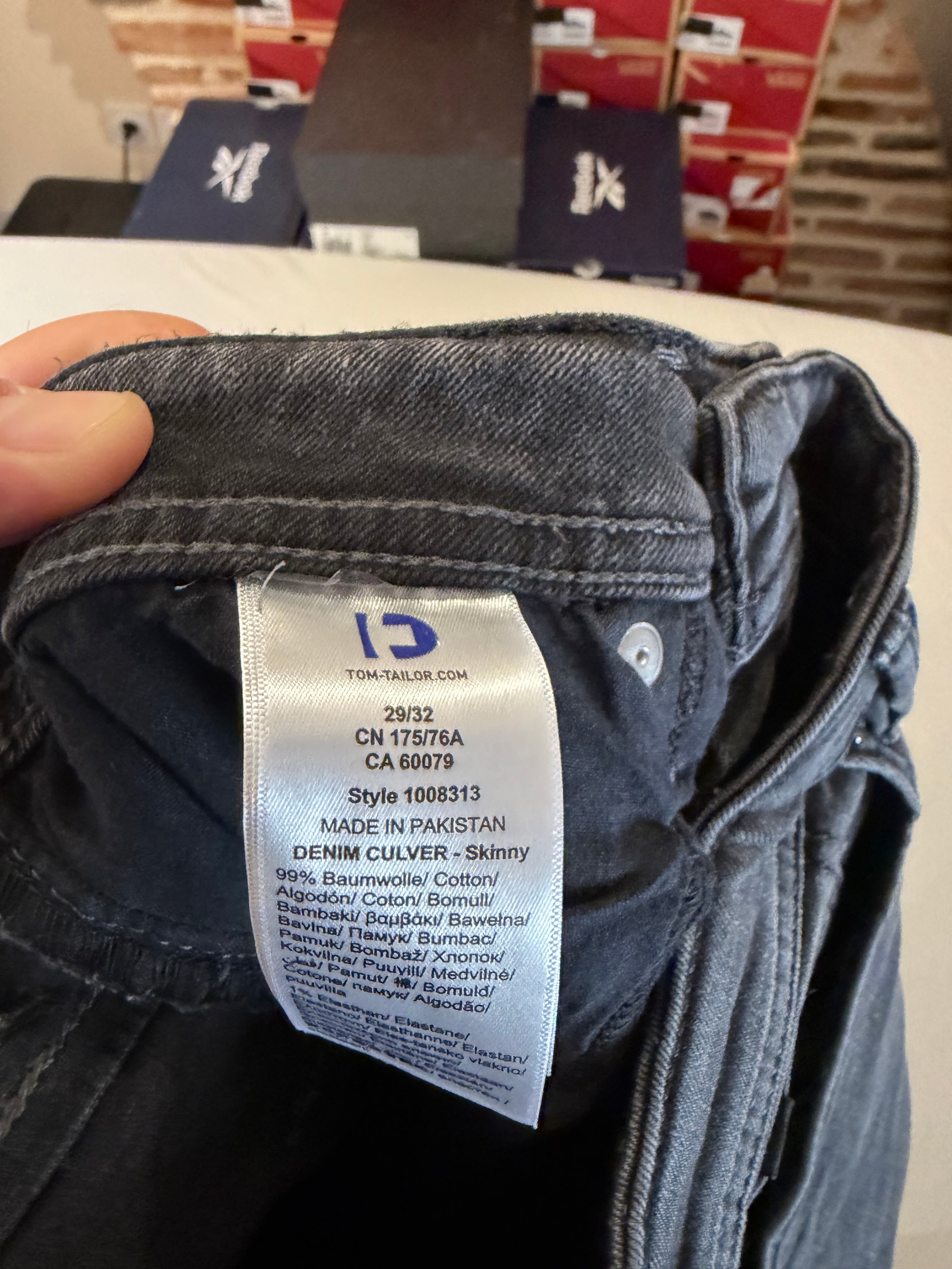 Jean Tom Tailor Denim Culver Skinny Homme Gris Délavé – Neuf avec étiquettes – Taille 29/32