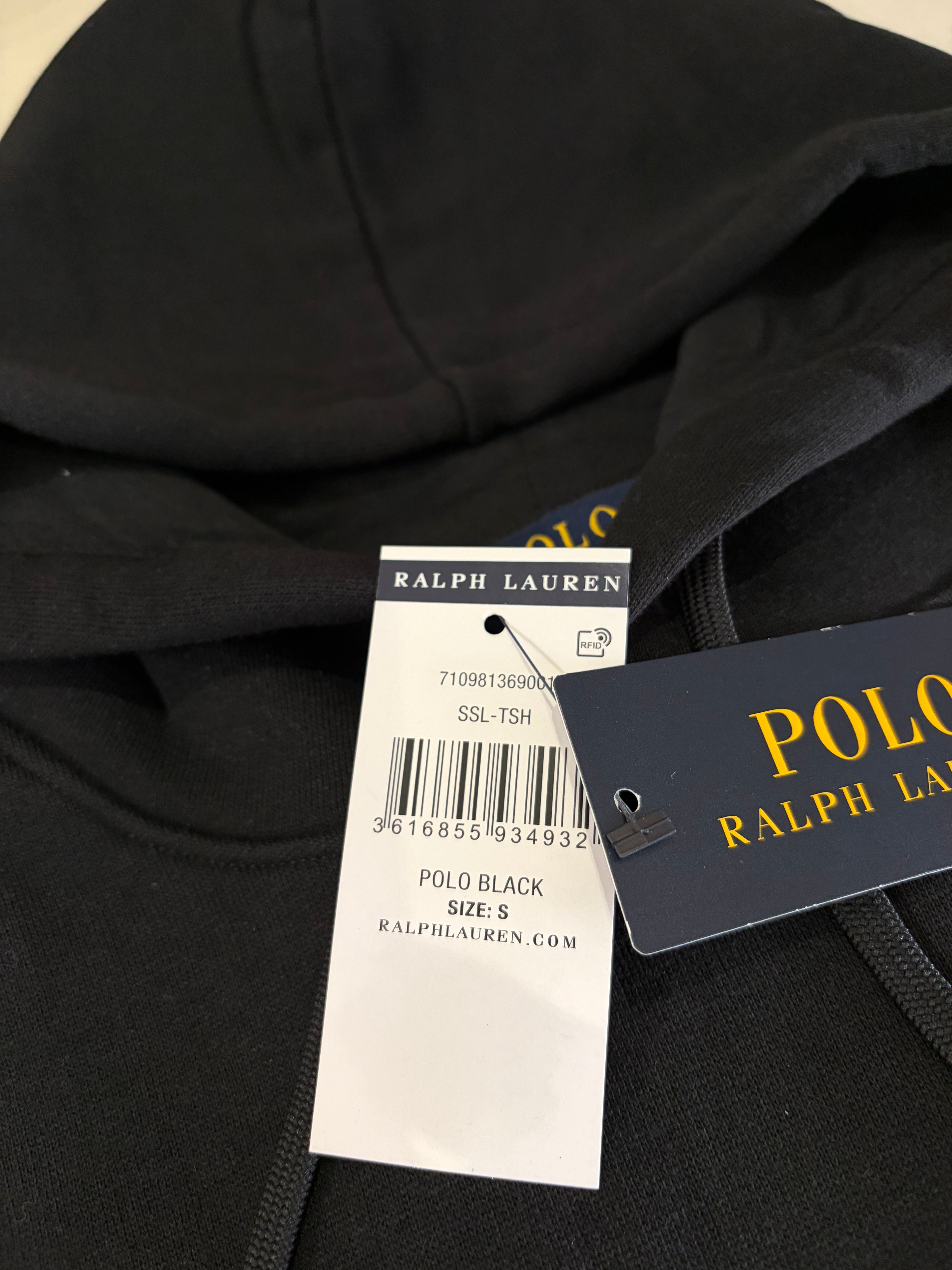 Sweat à capuche Polo Ralph Lauren Logo Double-Knit Noir Homme Taille S