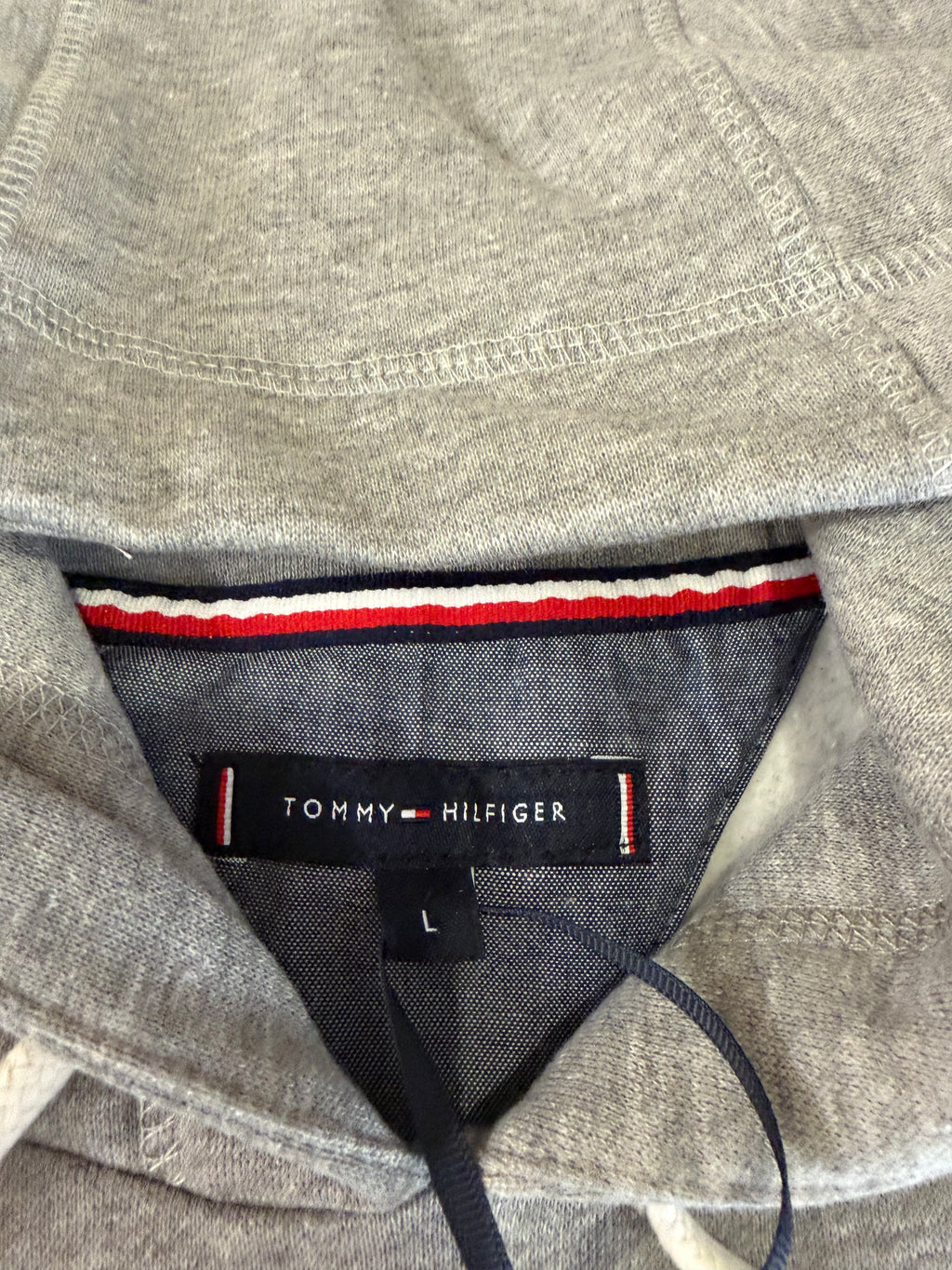 Sweat à capuche Tommy Hilfiger Homme Gris Chiné Cloud Heather Taille L - Tommy Logo Hoody - Neuf