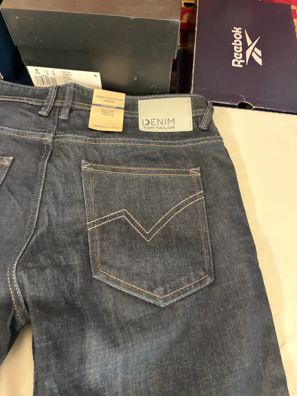 Tom Tailor Denim AEDAN Jean Homme Straight Dark Denim 33/32 Neuf avec Étiquettes