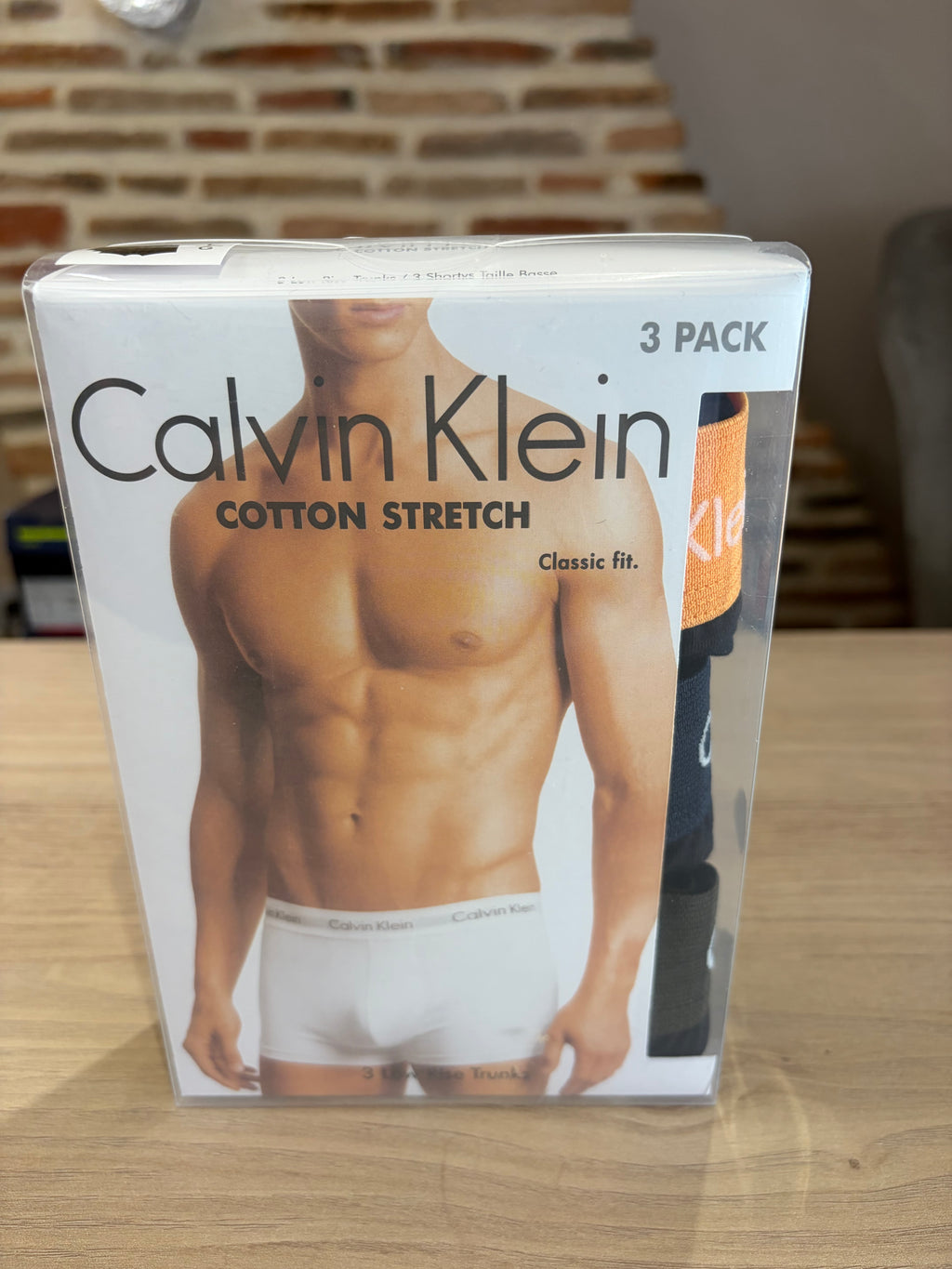 Calvin Klein Cotton Stretch 3 Pack Boxer Homme Noir Orange Bleu Taille L Neuf