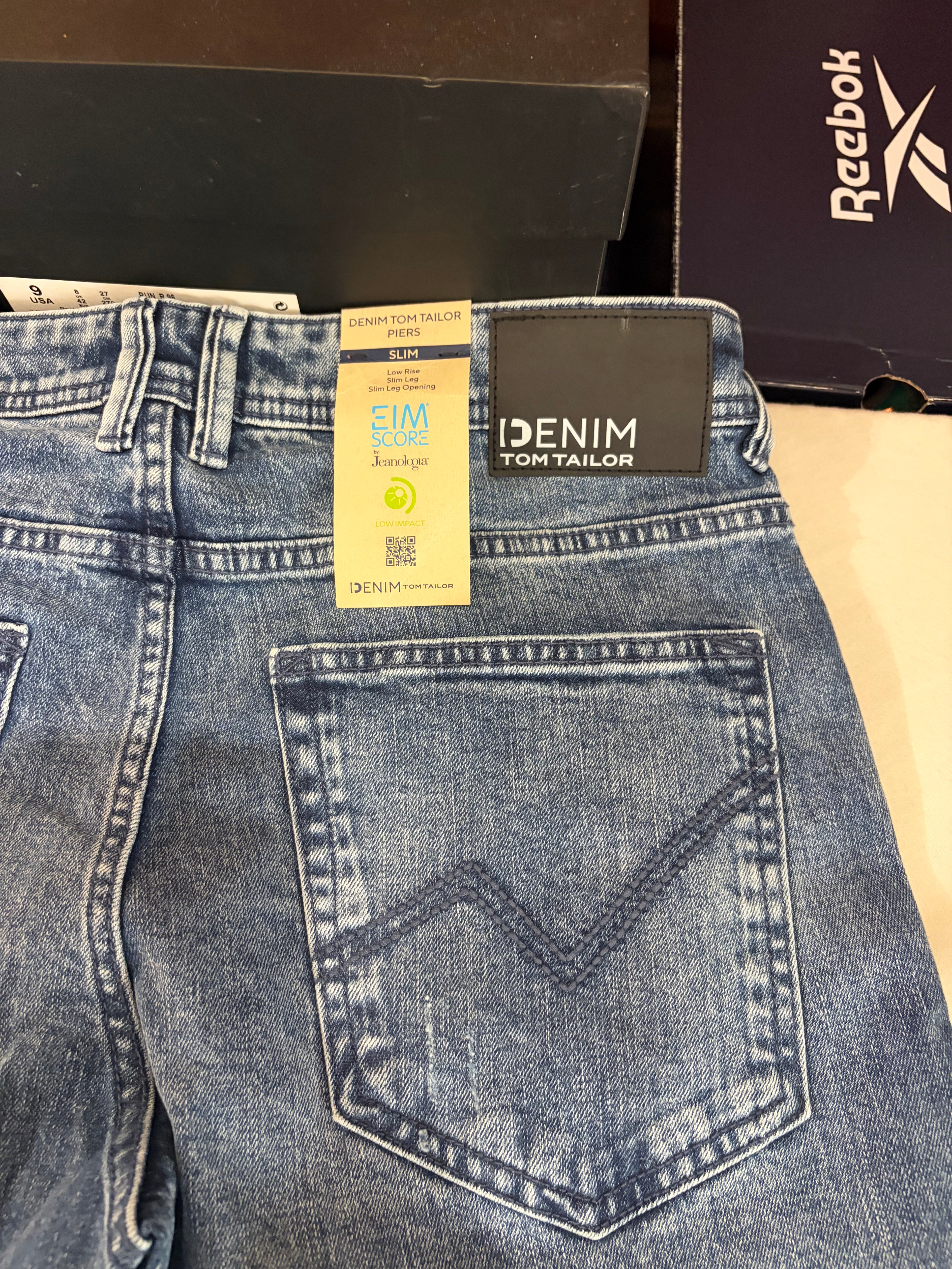 Tom Tailor Denim PIERS Jean Homme Slim Bleu Clair 30/34 Neuf avec Étiquettes
