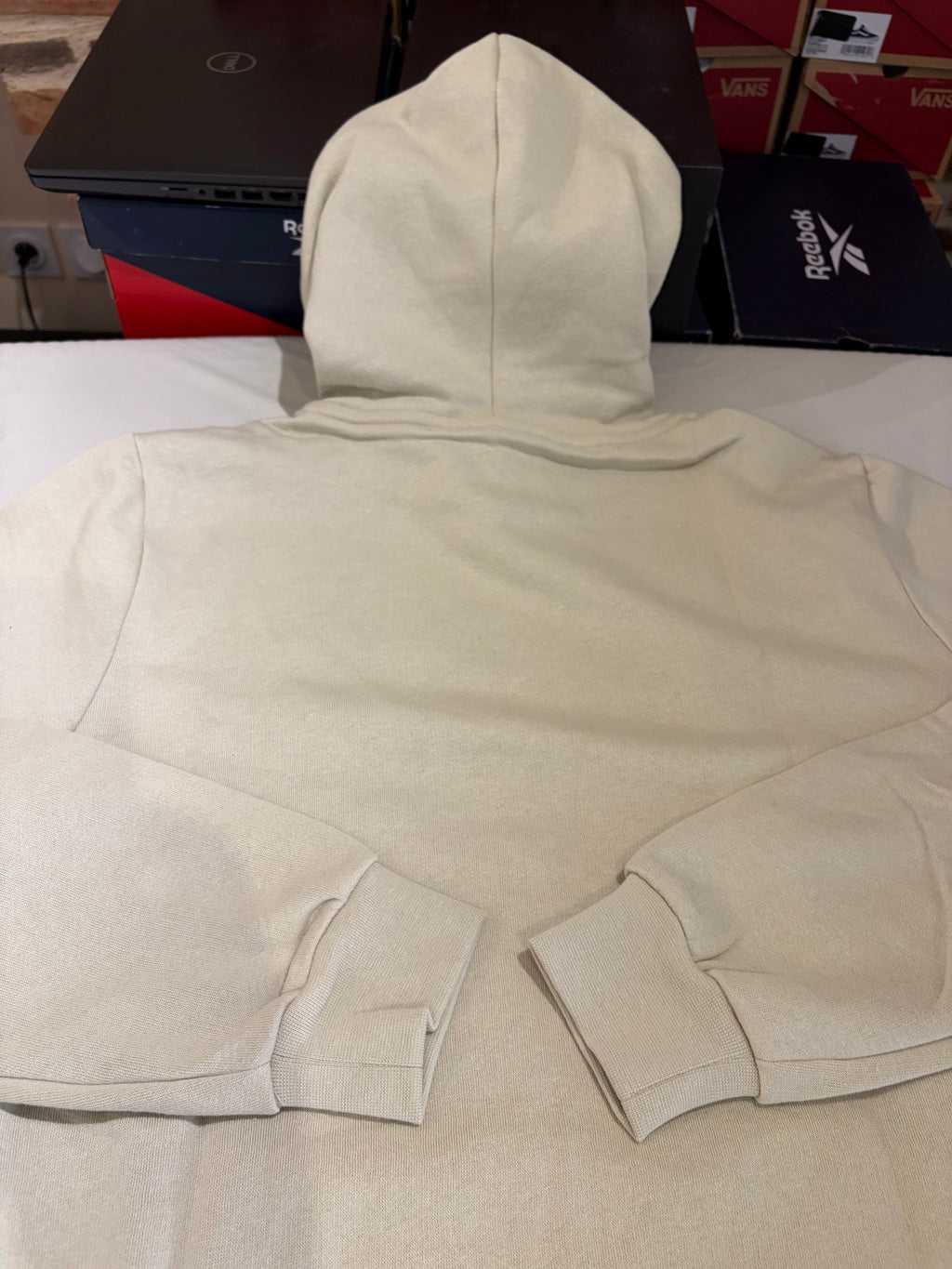 BOSS – Sweat à Capuche Homme Beige Clair Logo Patch – Taille XXL