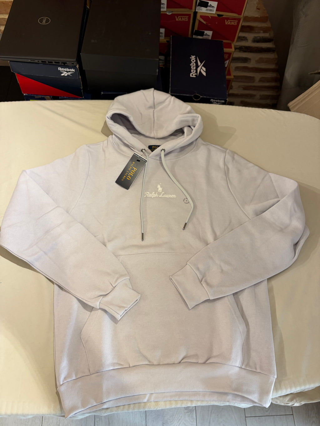 Polo Ralph Lauren – Sweat à Capuche Homme Gris Perle Soft Grey Brodé – Taille S