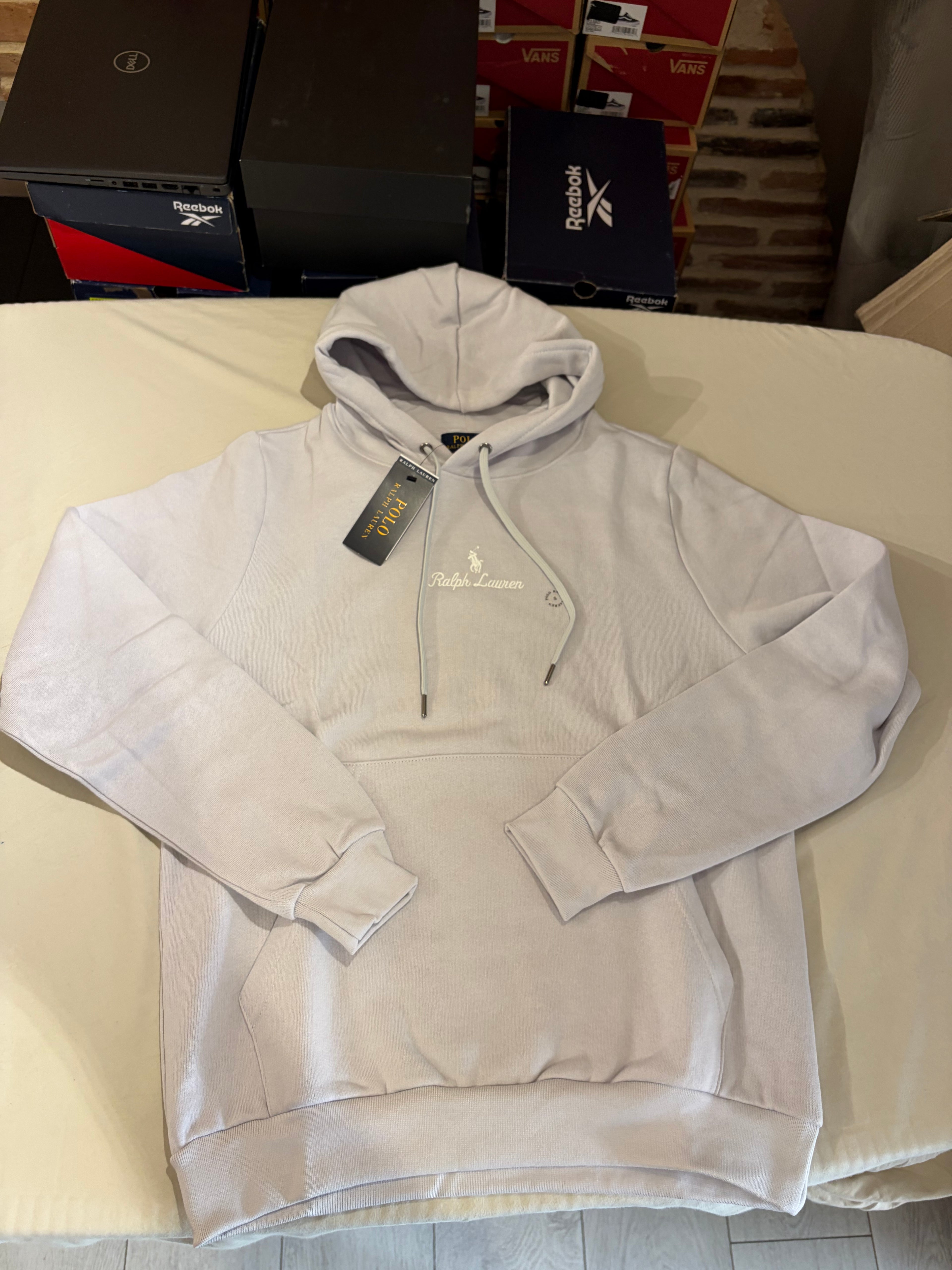 Polo Ralph Lauren – Sweat à Capuche Homme Gris Perle Soft Grey Brodé – Taille S