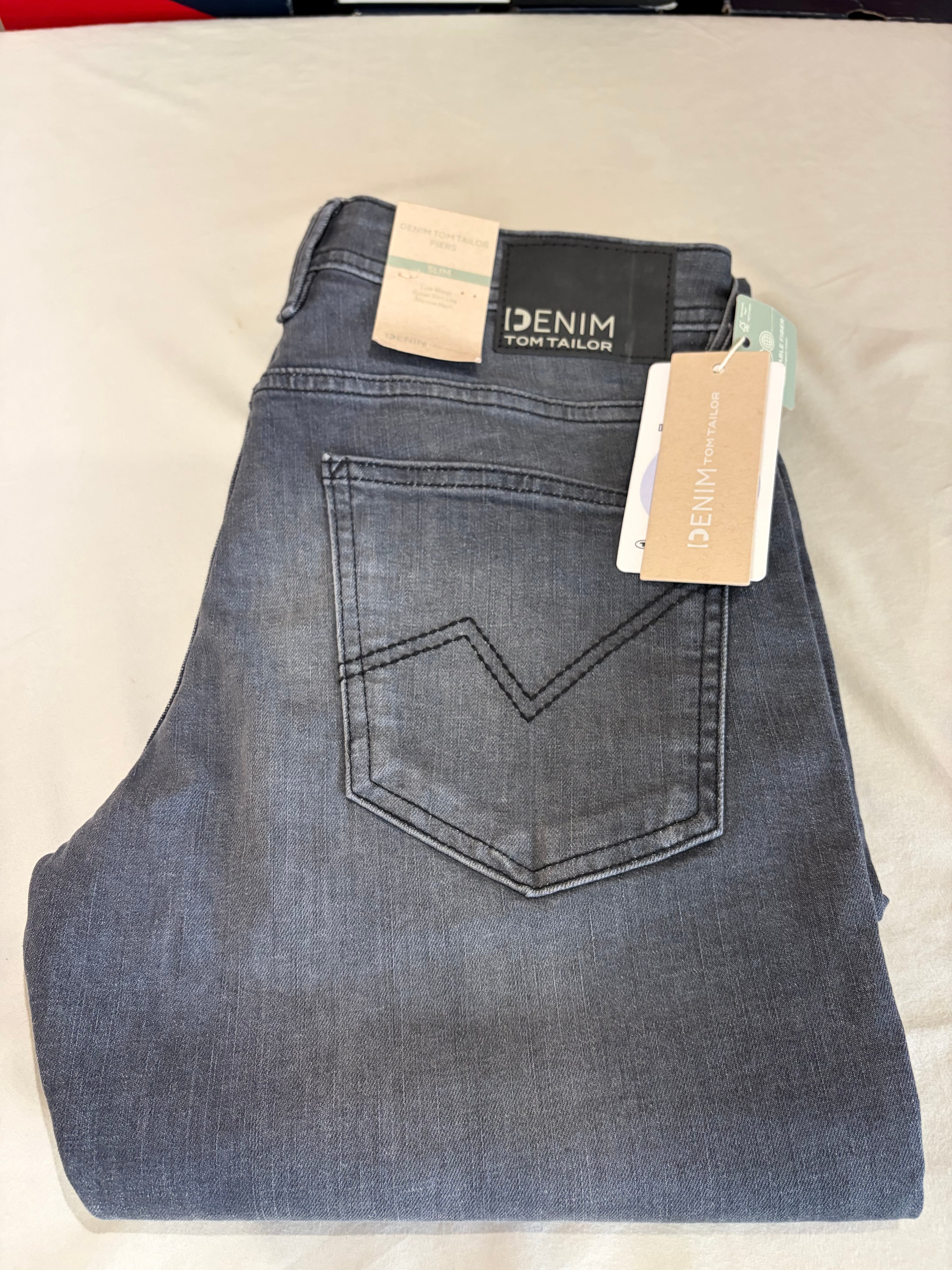 Jean Tom Tailor PIERS Slim Stretch Homme Gris 31/34 Neuf avec Étiquettes