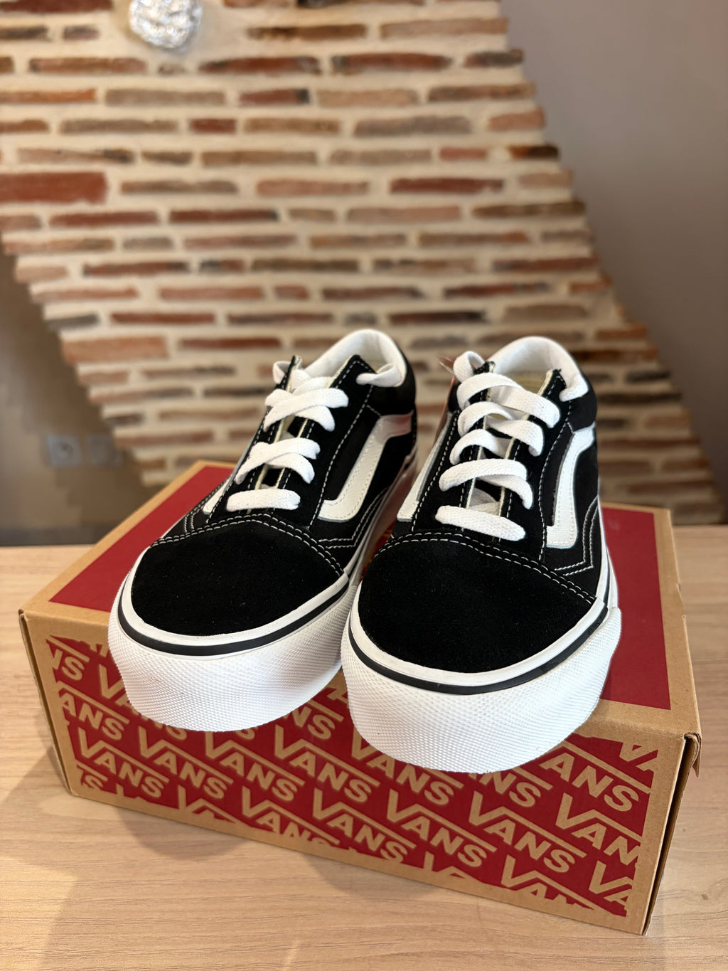Vans Old Skool Platform Enfant Noir Blanc - Pointure 33