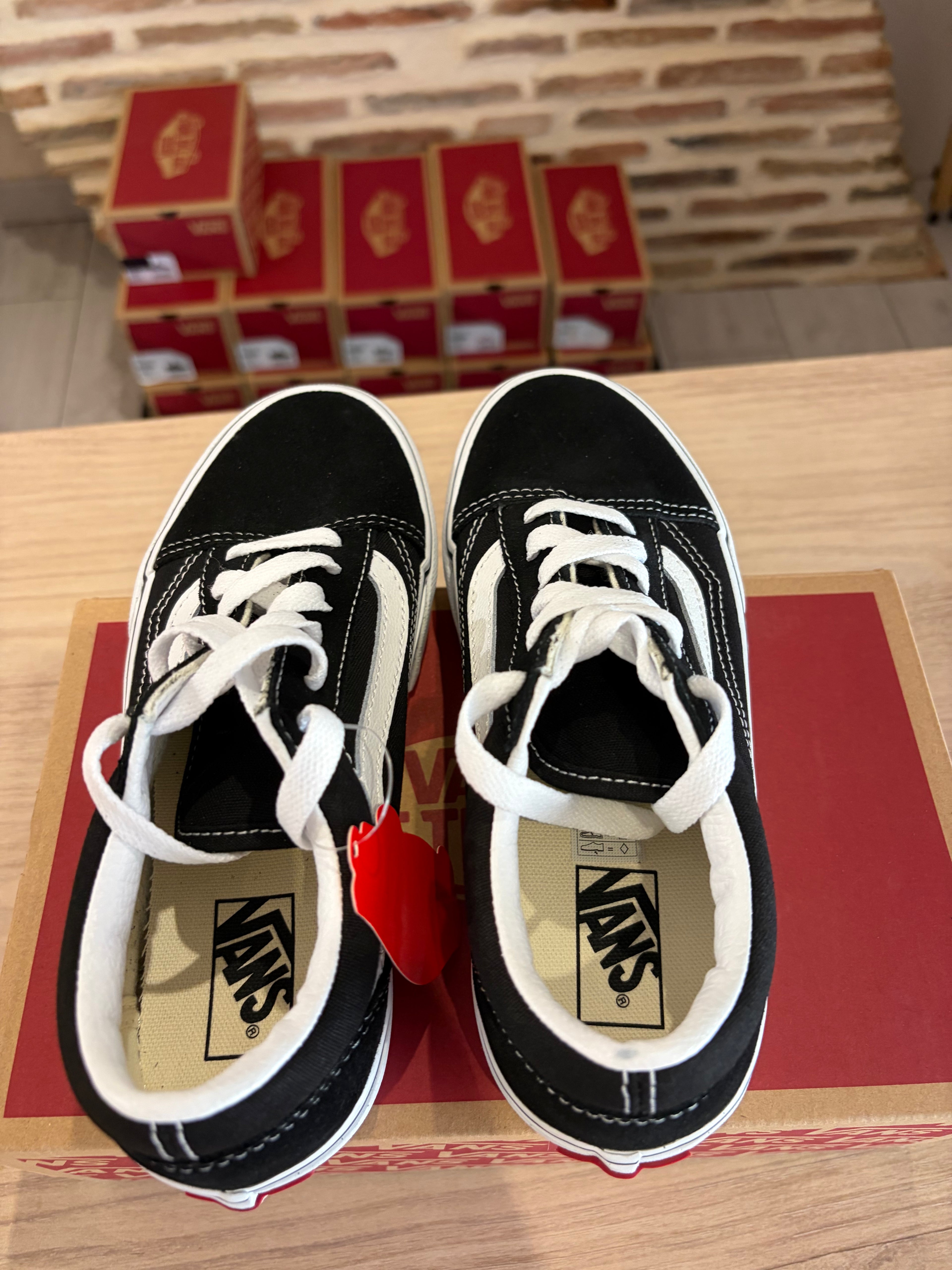 Vans Old Skool Platform Enfant Noir Blanc - Pointure 33