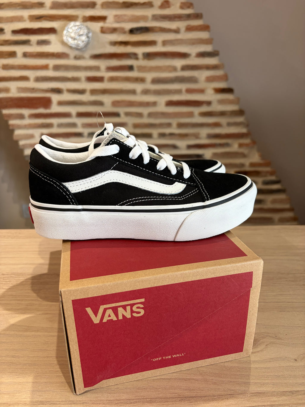 Vans Old Skool Platform Enfant Noir Blanc - Pointure 33