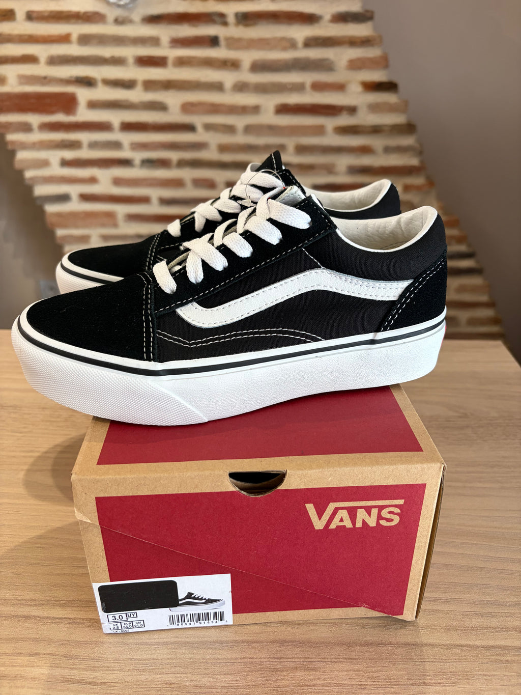 Vans Old Skool Platform Enfant Noir Blanc - Pointure 34