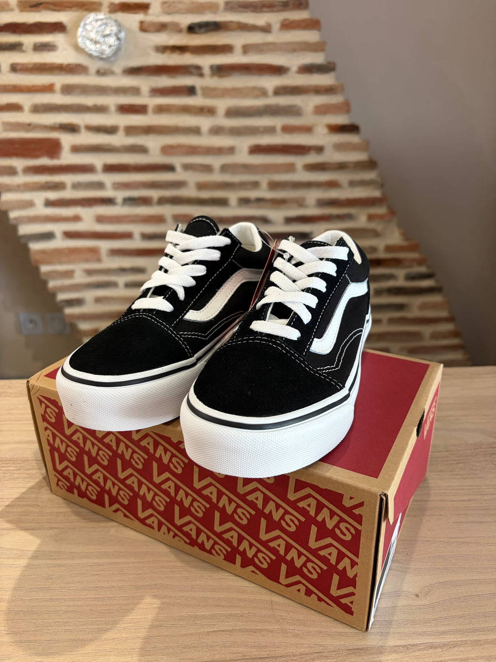 Vans Old Skool Platform Enfant Noir Blanc - Pointure 34