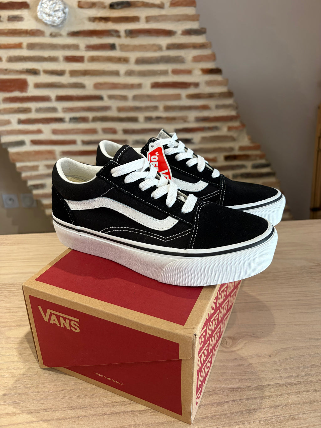 Vans Old Skool Platform Enfant Noir Blanc - Pointure 34