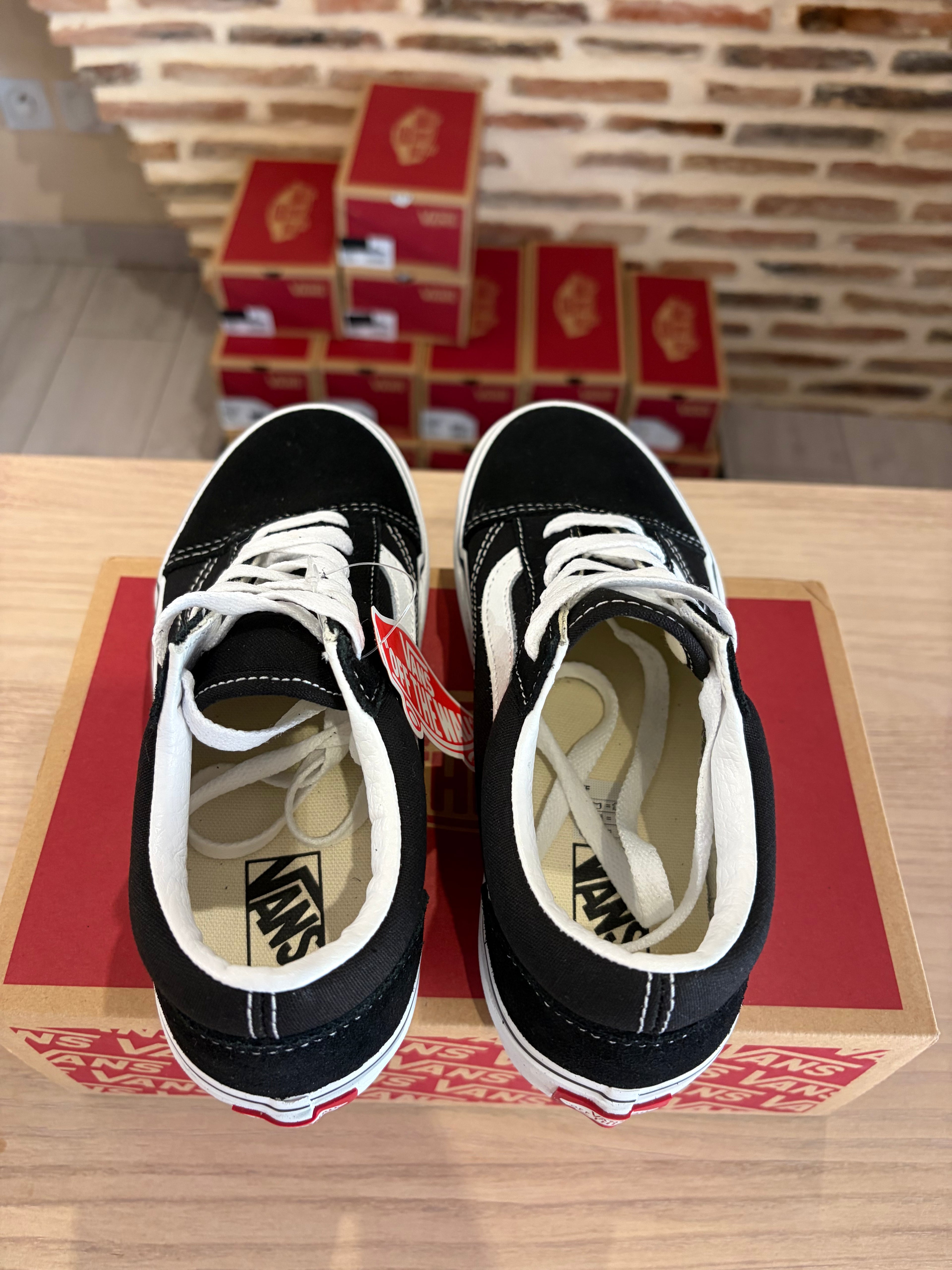 Vans Old Skool Platform Enfant Noir Blanc - Pointure 34