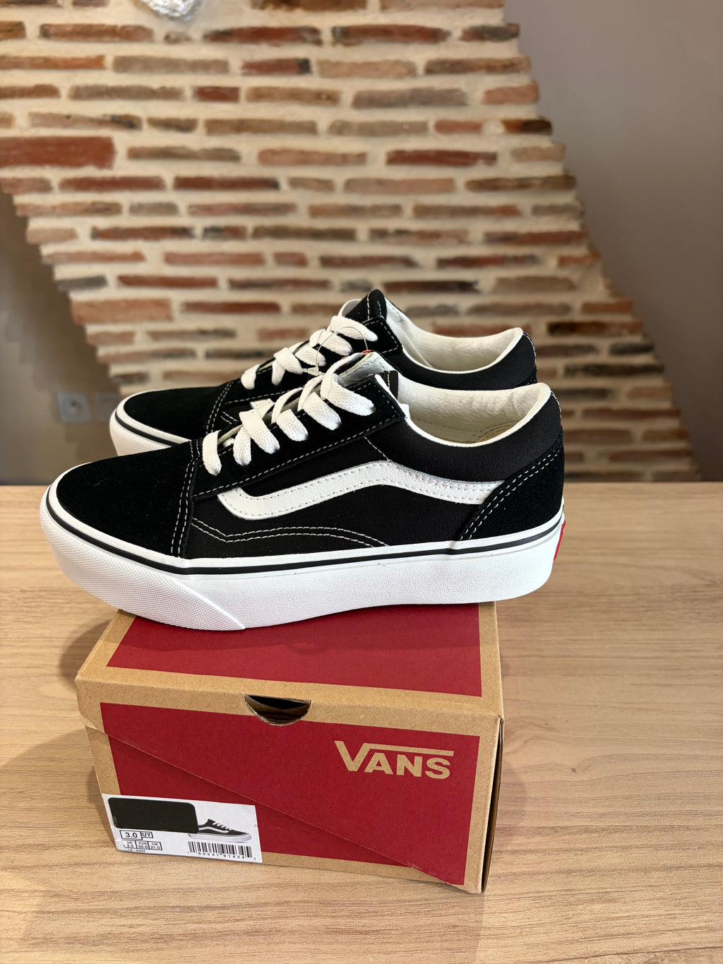 Vans Old Skool Platform Enfant Noir Blanc - Pointure 34