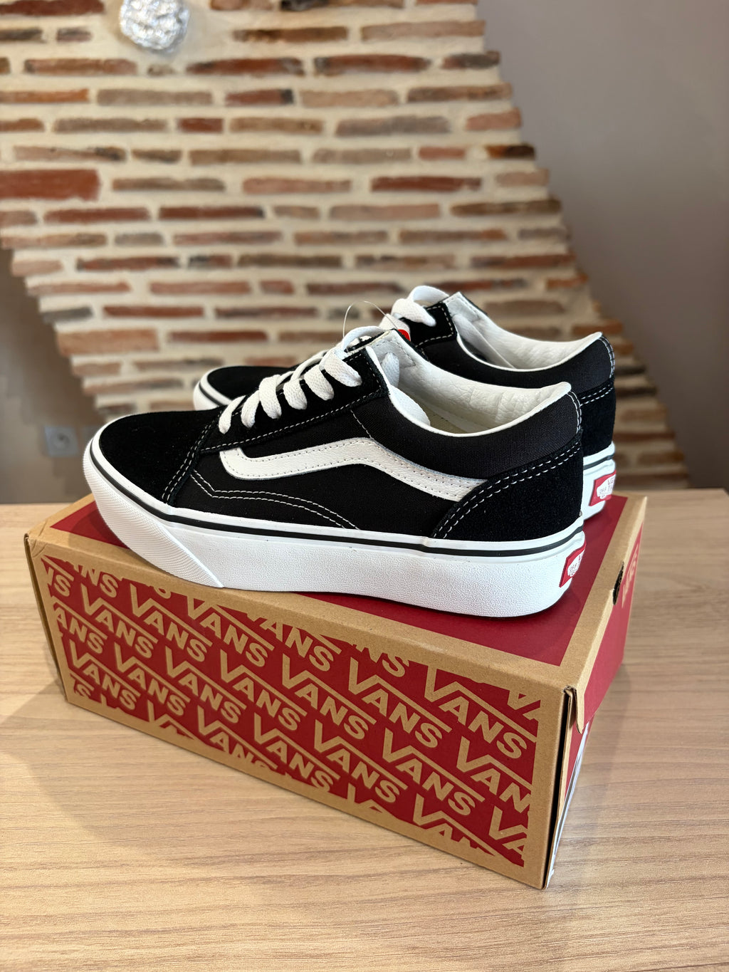 Vans Old Skool Platform Enfant Noir Blanc - Pointure 34