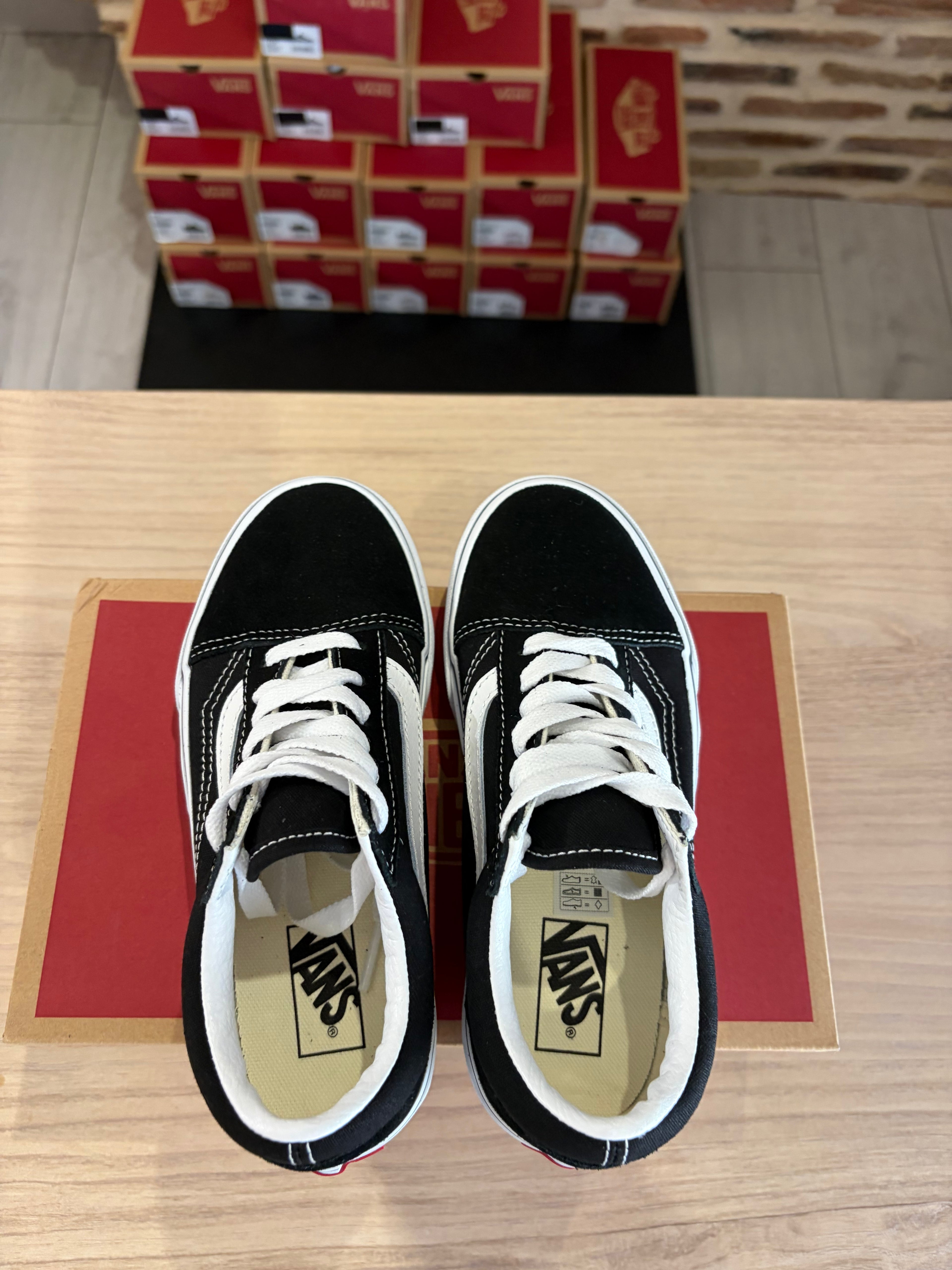 Vans Old Skool Platform Enfant Noir Blanc - Pointure 32