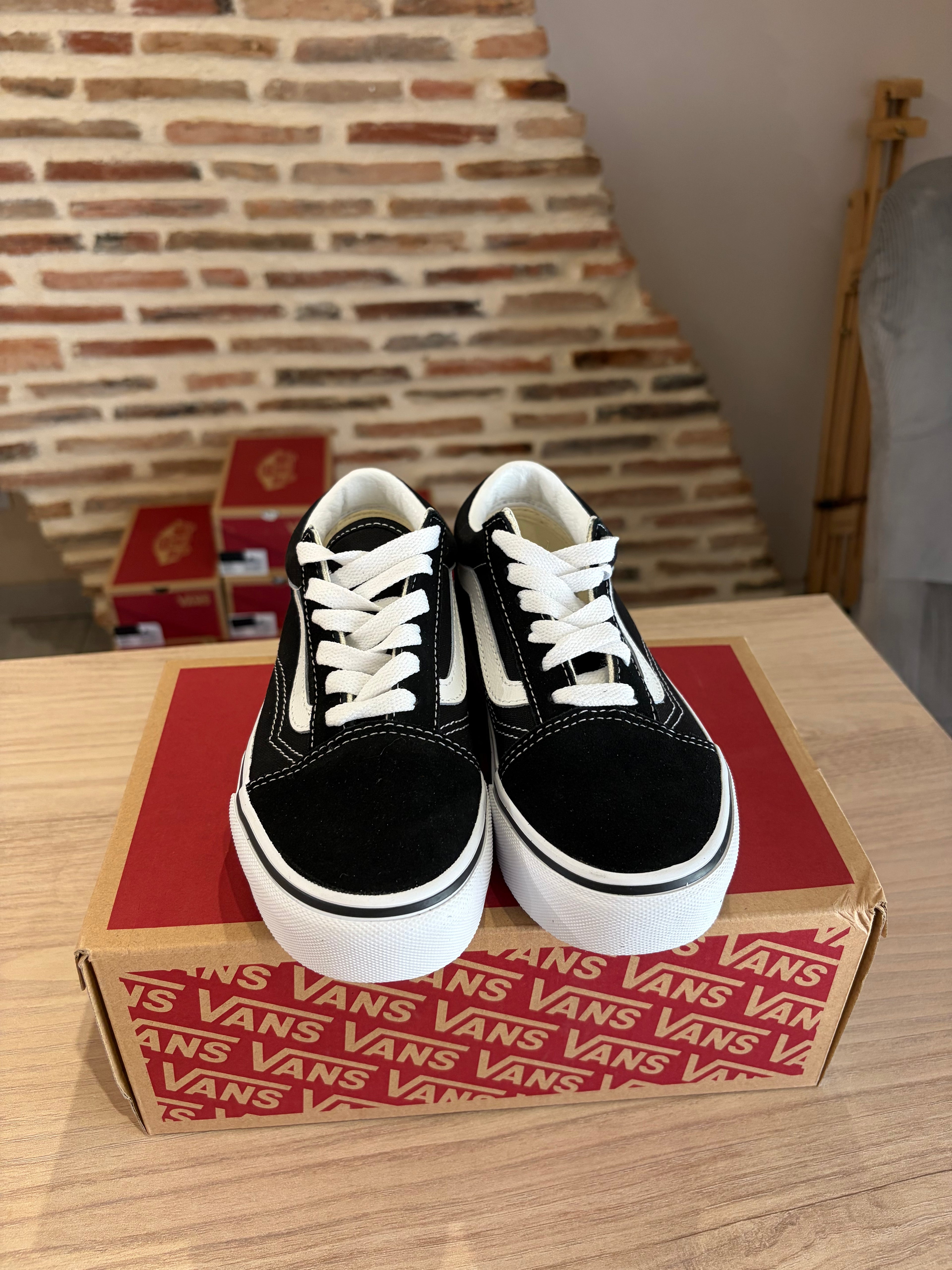 Vans Old Skool Platform Enfant Noir Blanc - Pointure 32