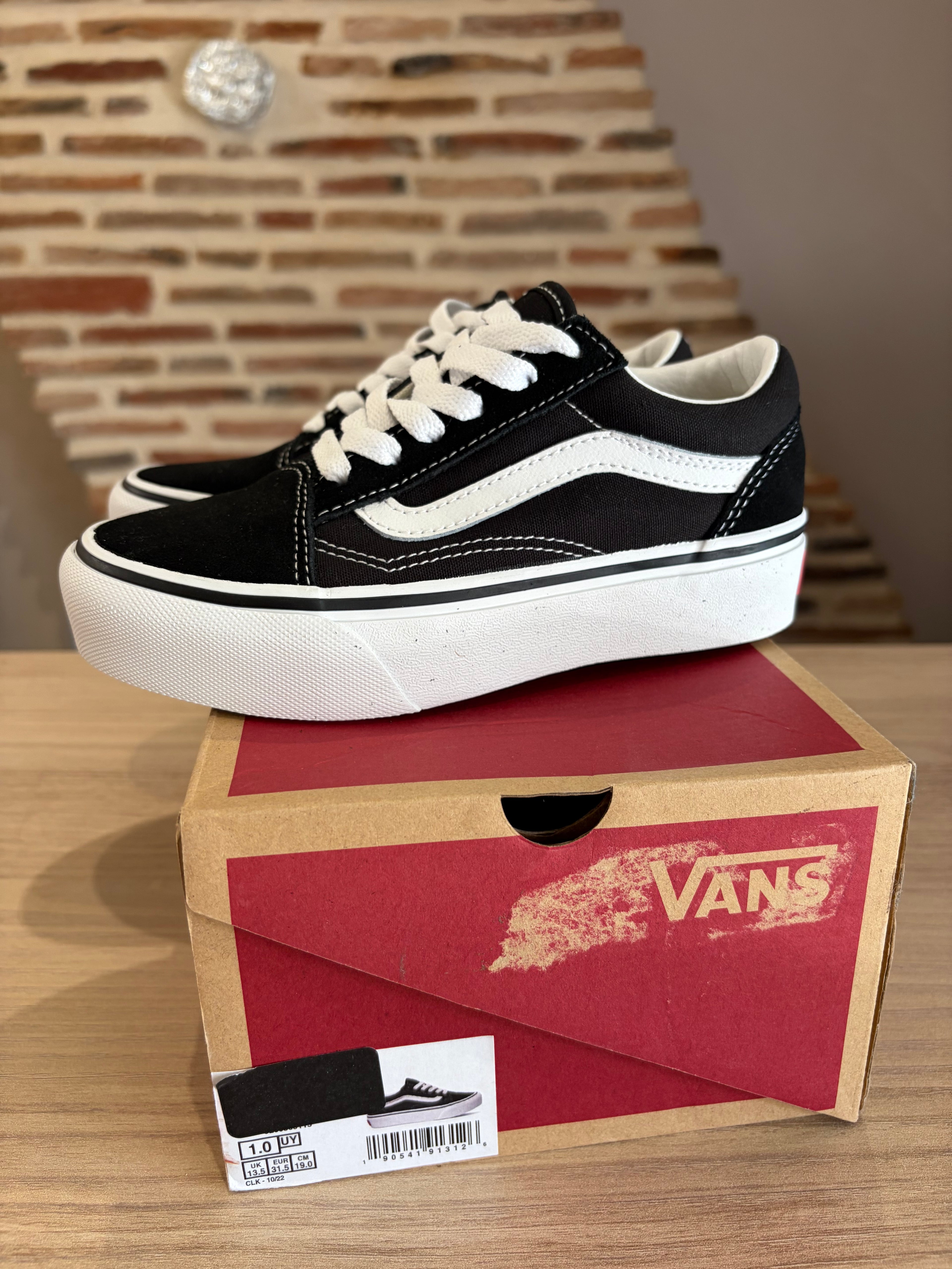 Vans Old Skool Platform Enfant Noir Blanc - Pointure 31,5