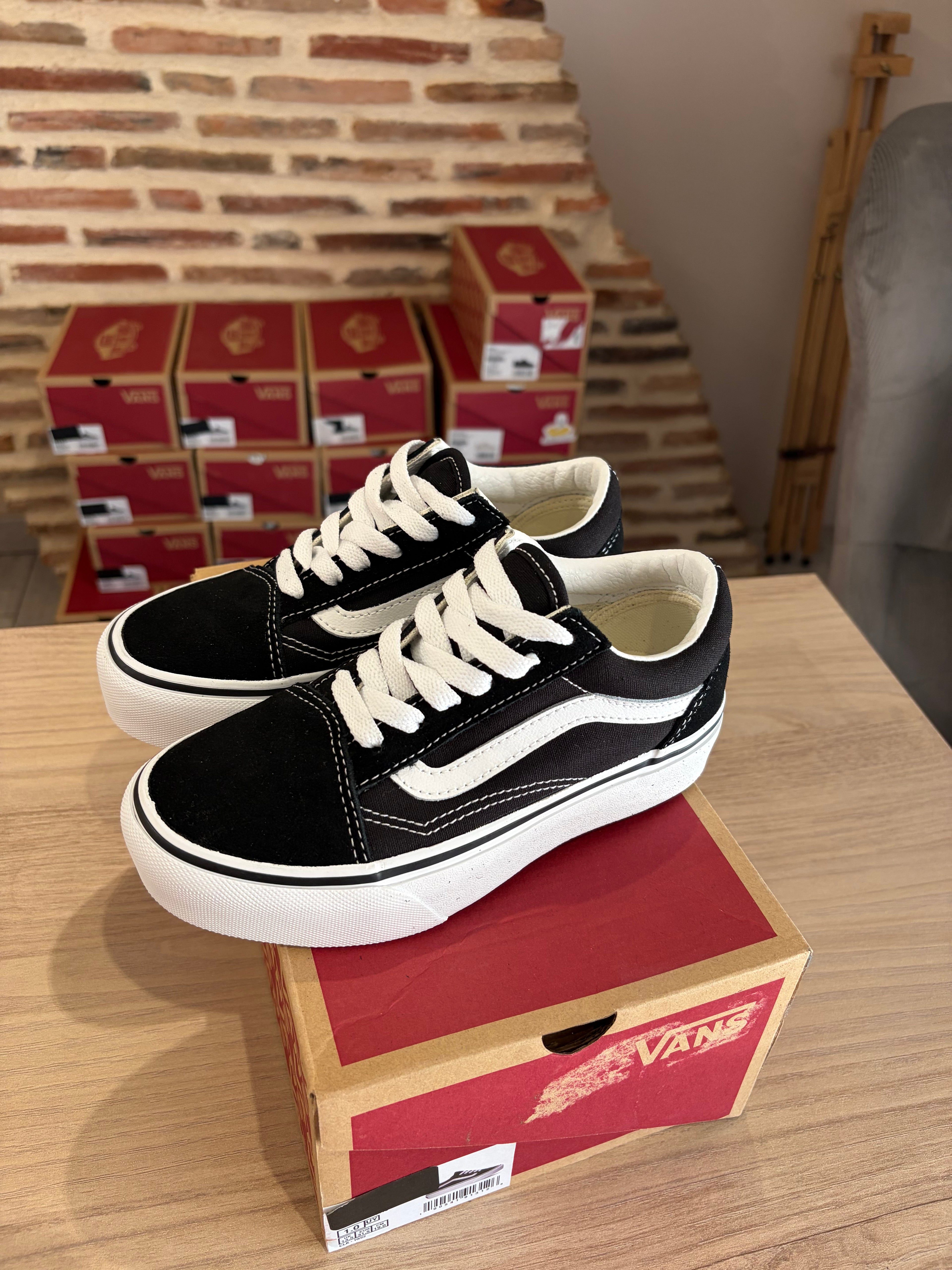 Vans Old Skool Platform Enfant Noir Blanc - Pointure 31,5