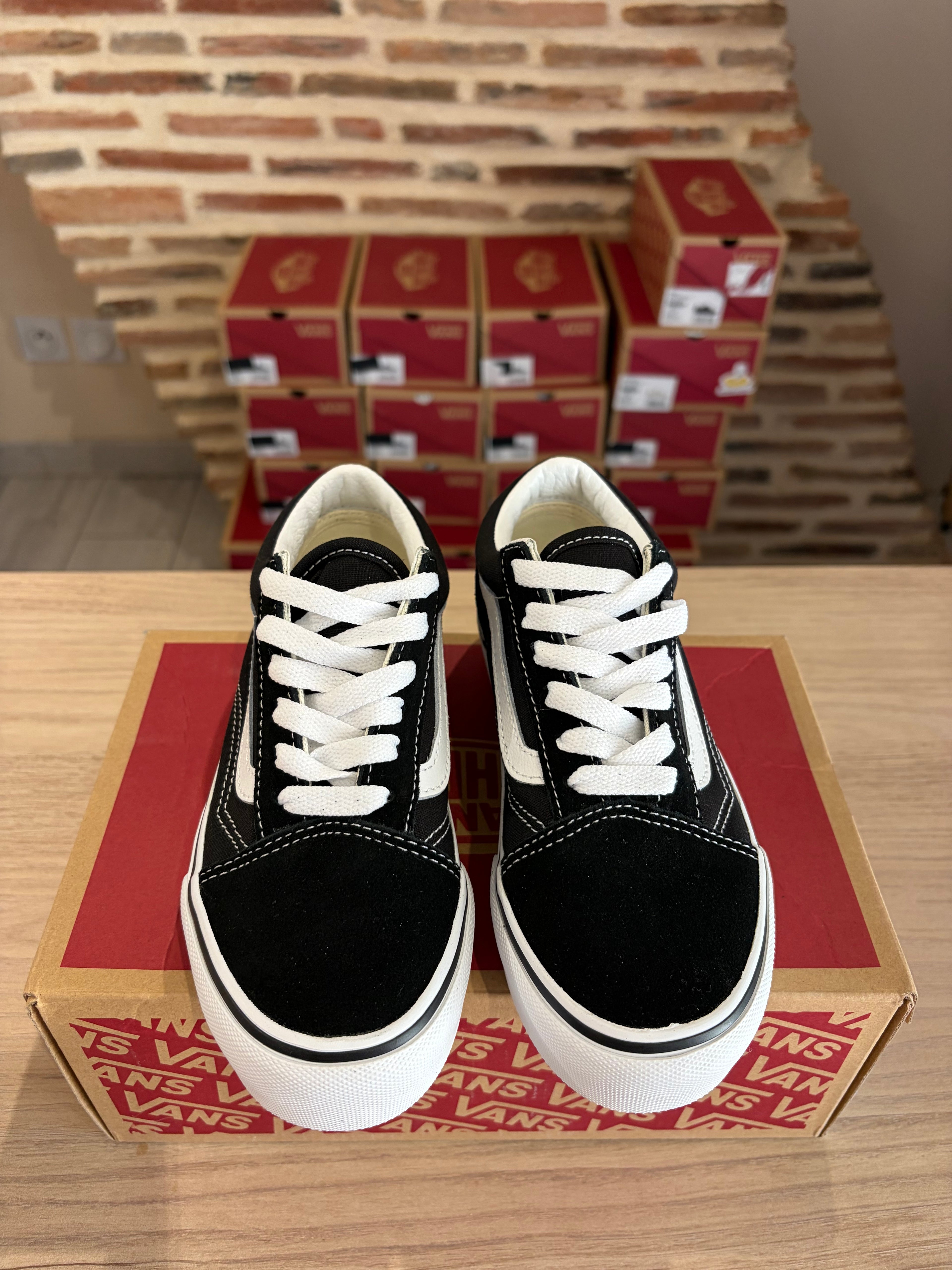 Vans Old Skool Platform Enfant Noir Blanc - Pointure 31,5