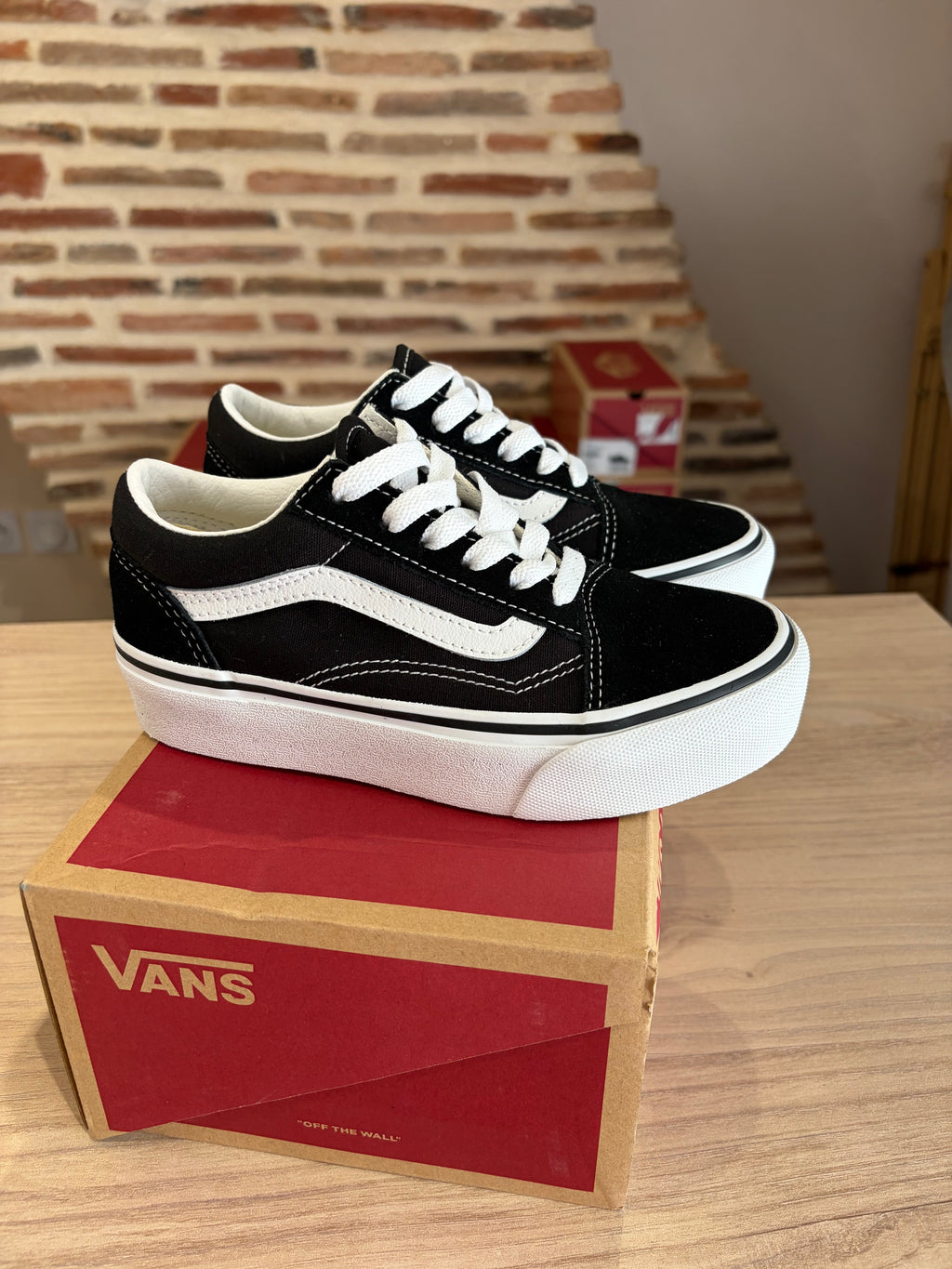 Vans Old Skool Platform Enfant Noir Blanc - Pointure 31,5